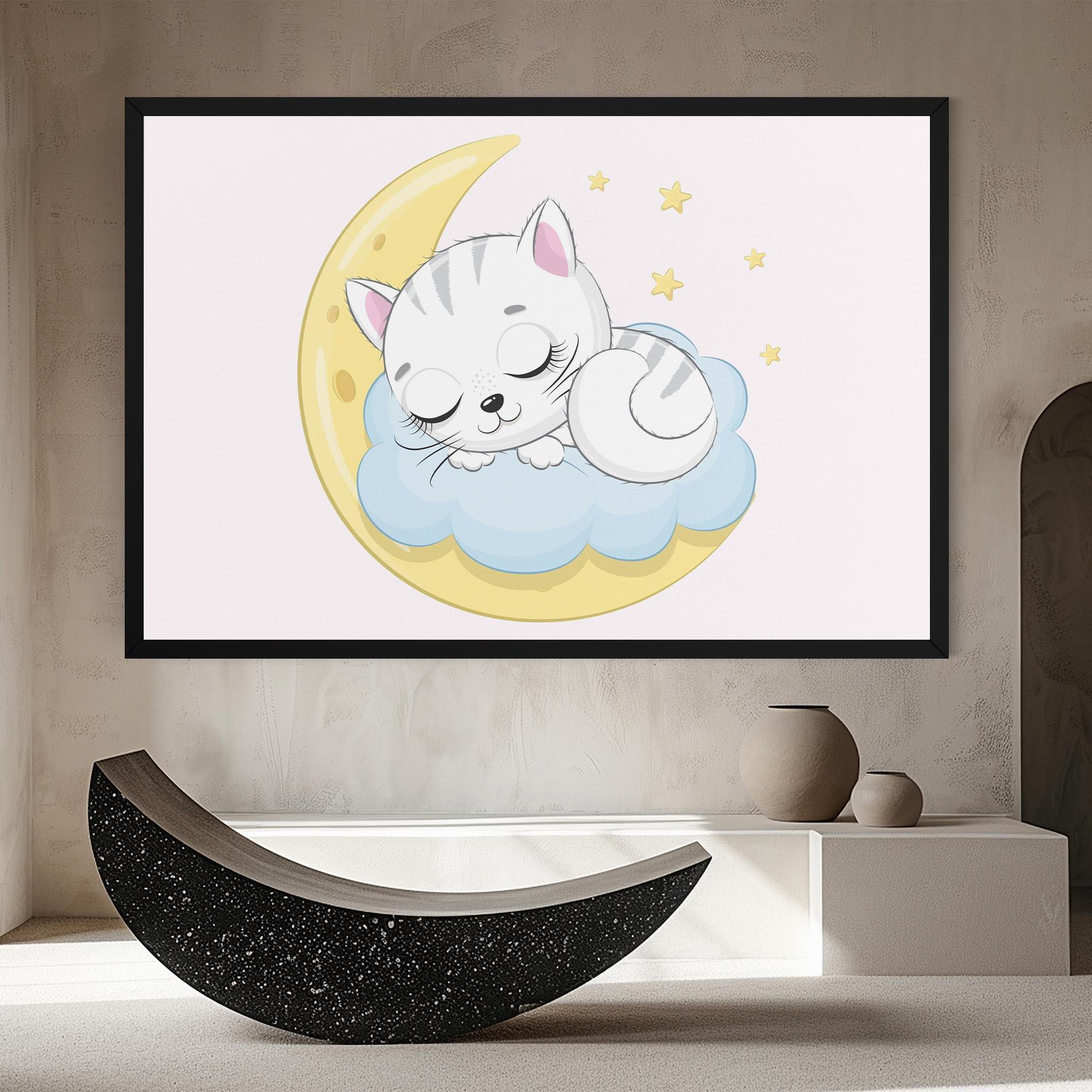 Vászonkép Moon Cat Sleeping mockup 8