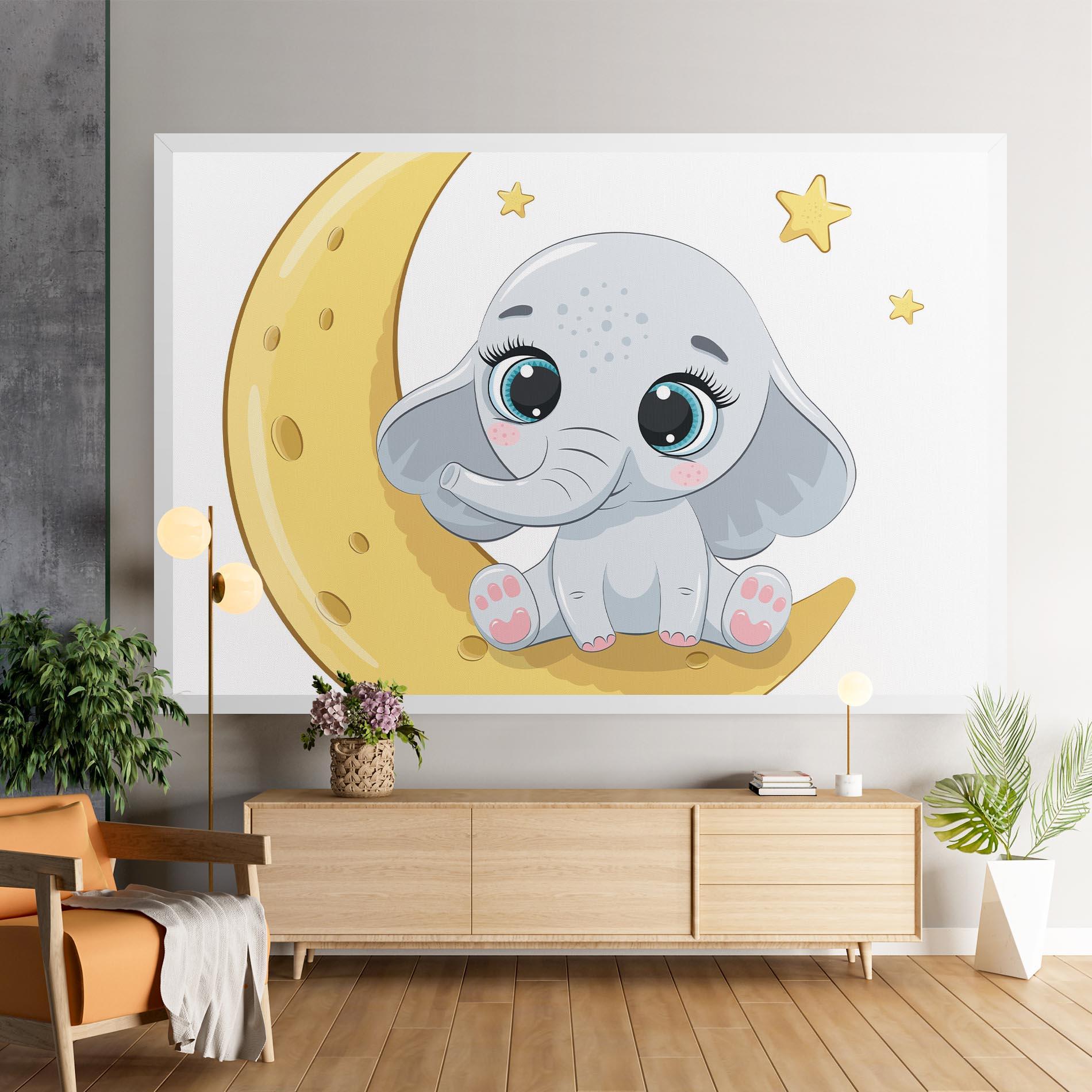 Vászonkép Cute Elephant Moon mockup 9