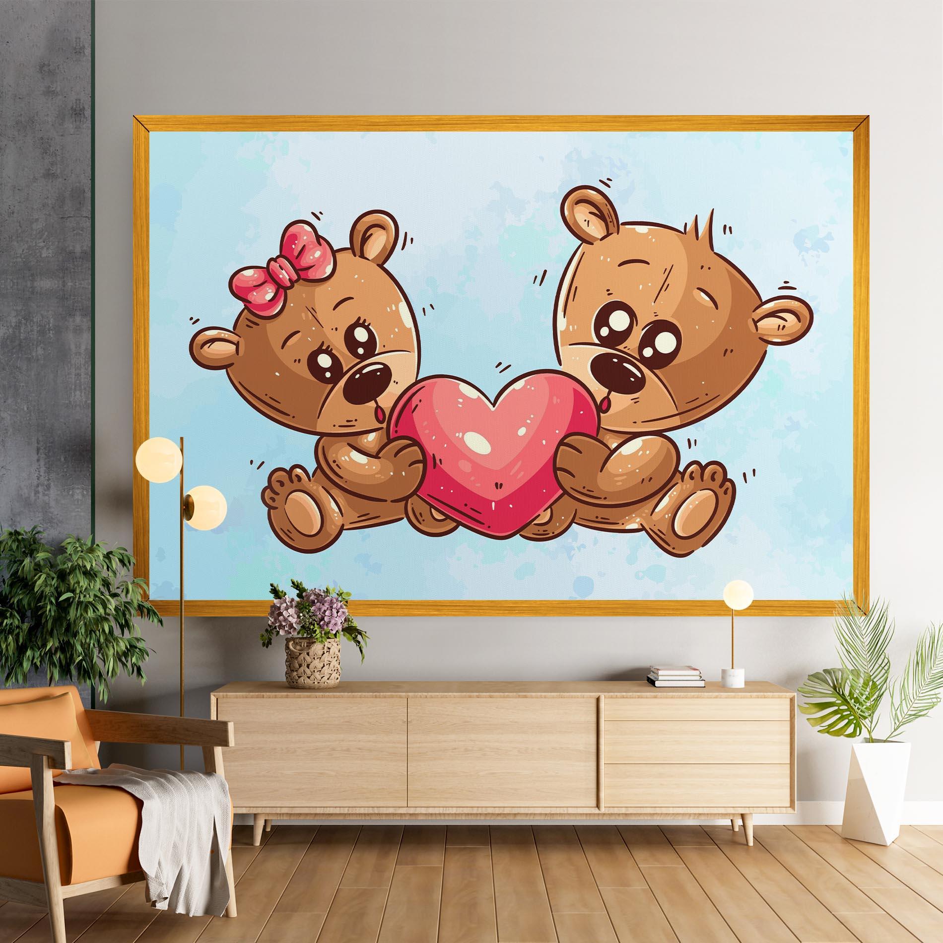 Vászonkép Bear Holding Heart mockup 9