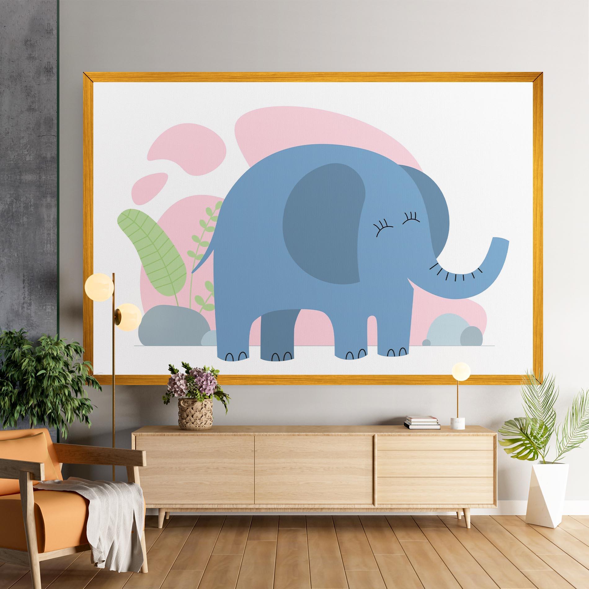 Vászonkép Leaf Cute Elephant mockup 9