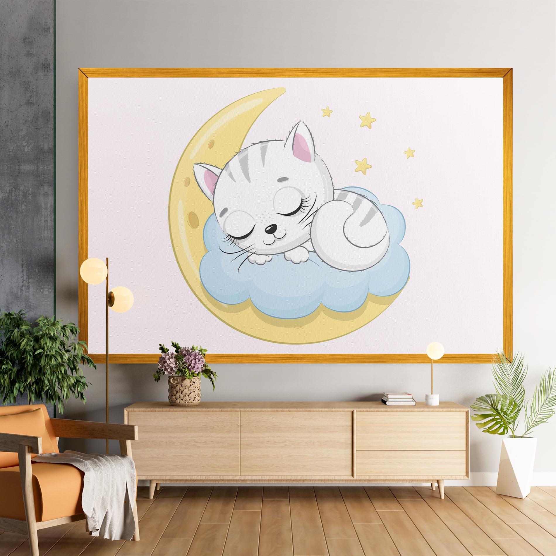 Vászonkép Moon Cat Sleeping mockup 9