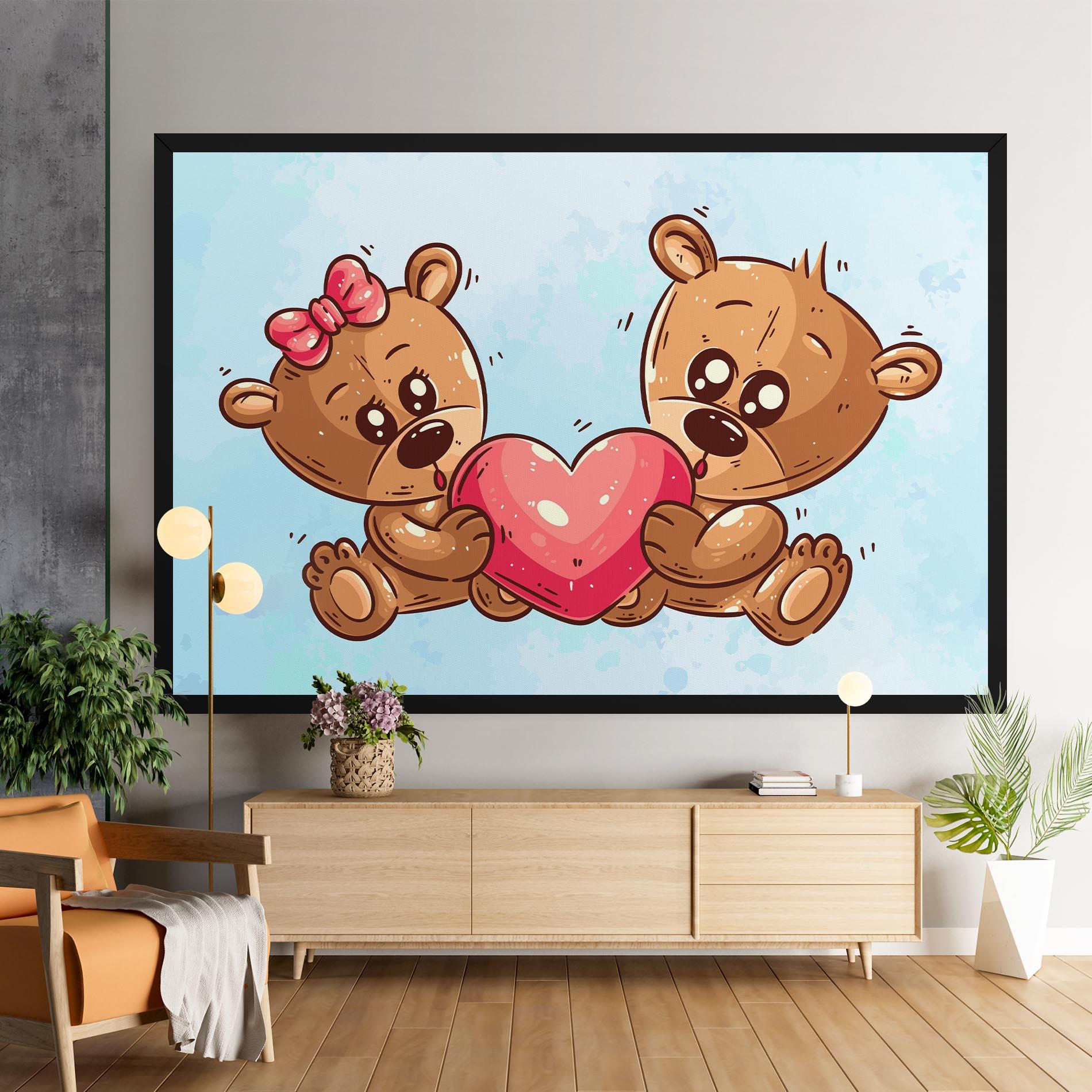 Vászonkép Bear Holding Heart mockup 9