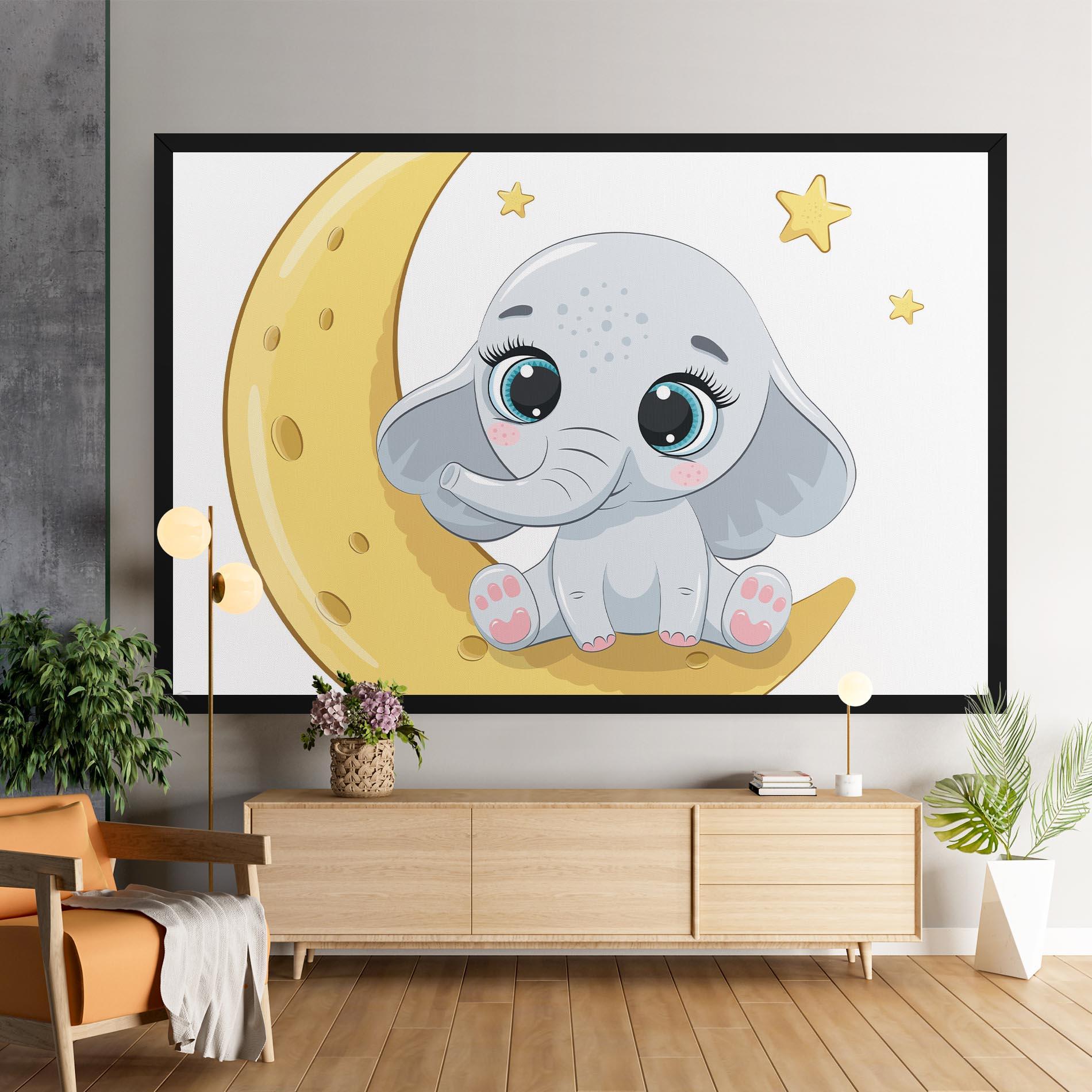 Vászonkép Cute Elephant Moon mockup 9