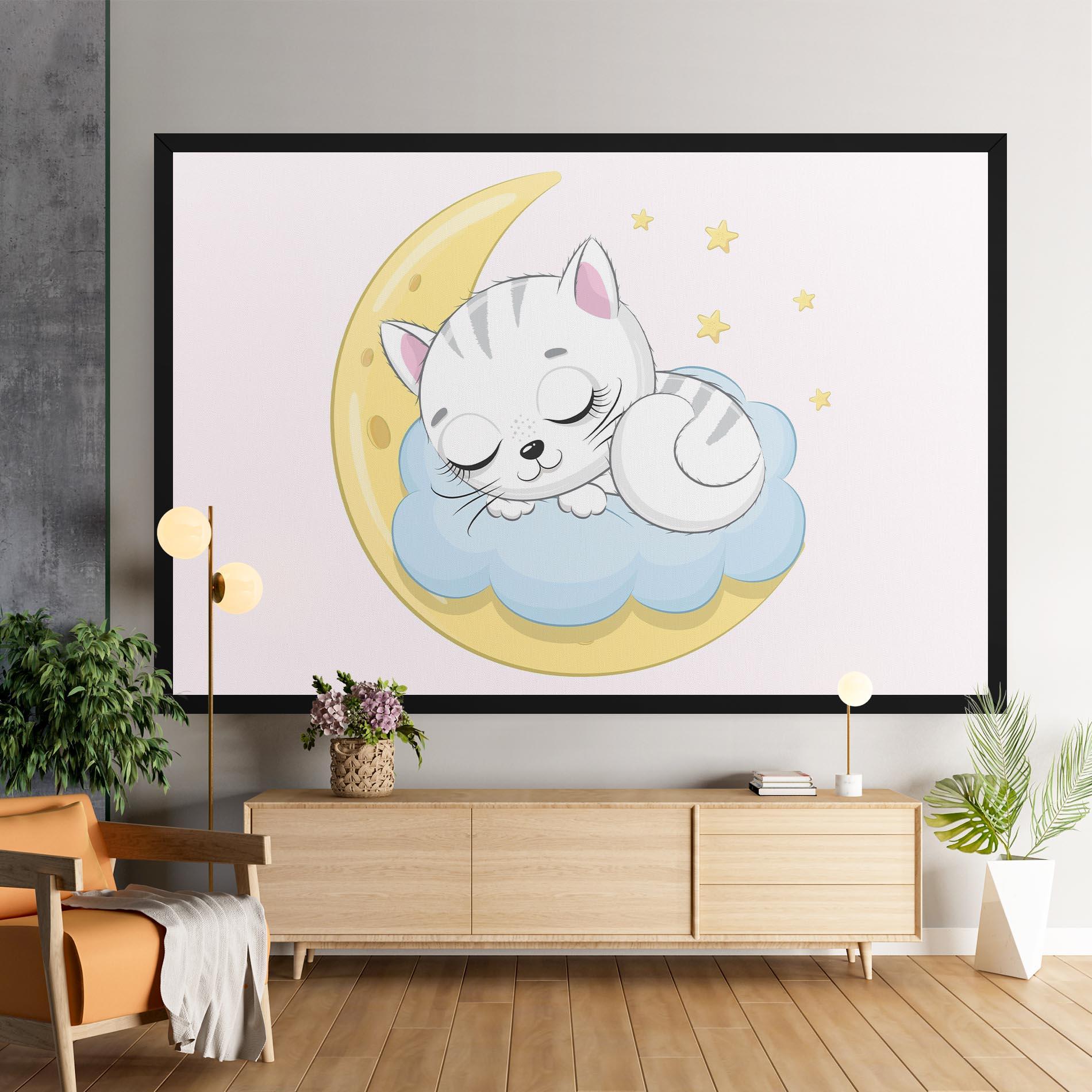 Vászonkép Moon Cat Sleeping mockup 9