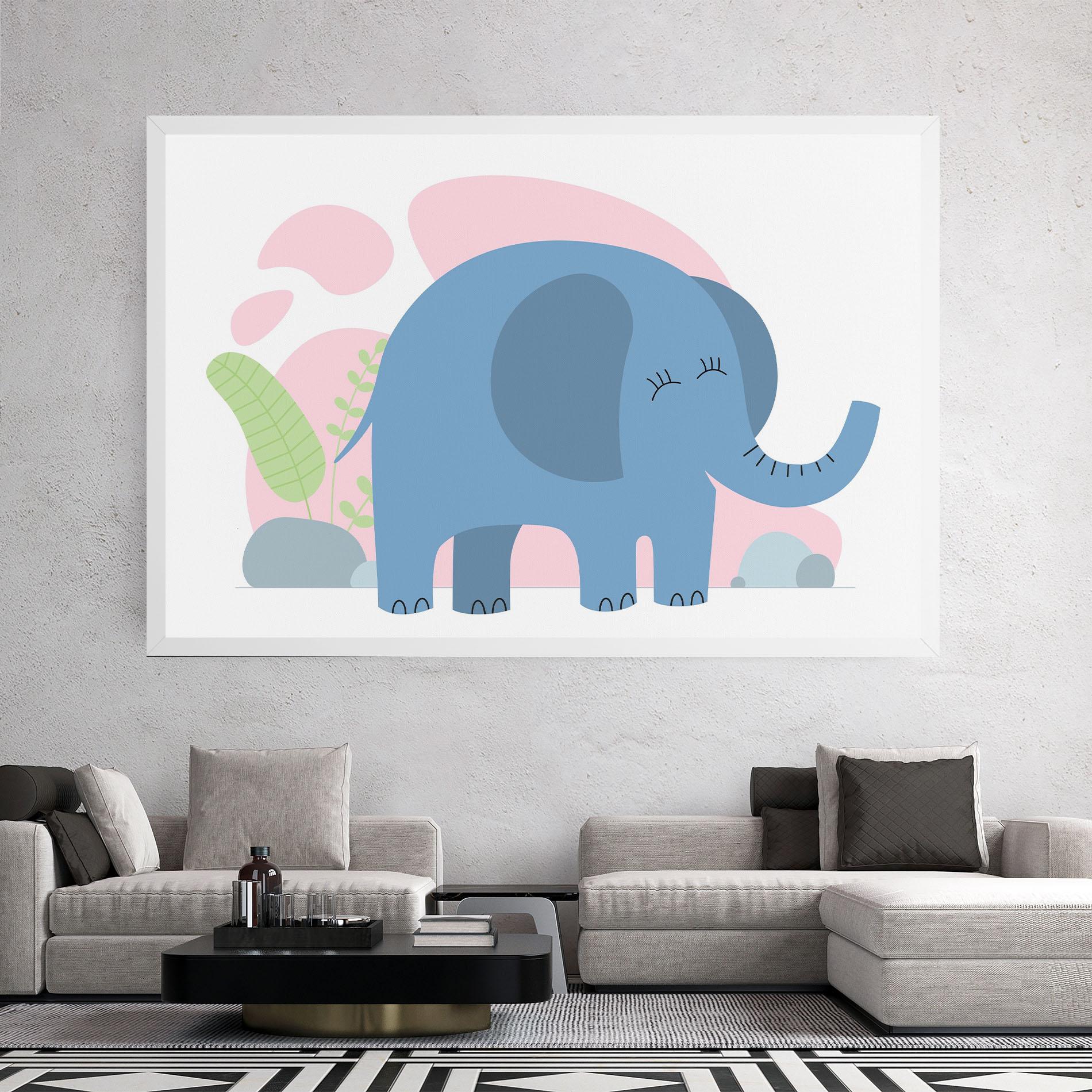 Vászonkép Leaf Cute Elephant mockup 2