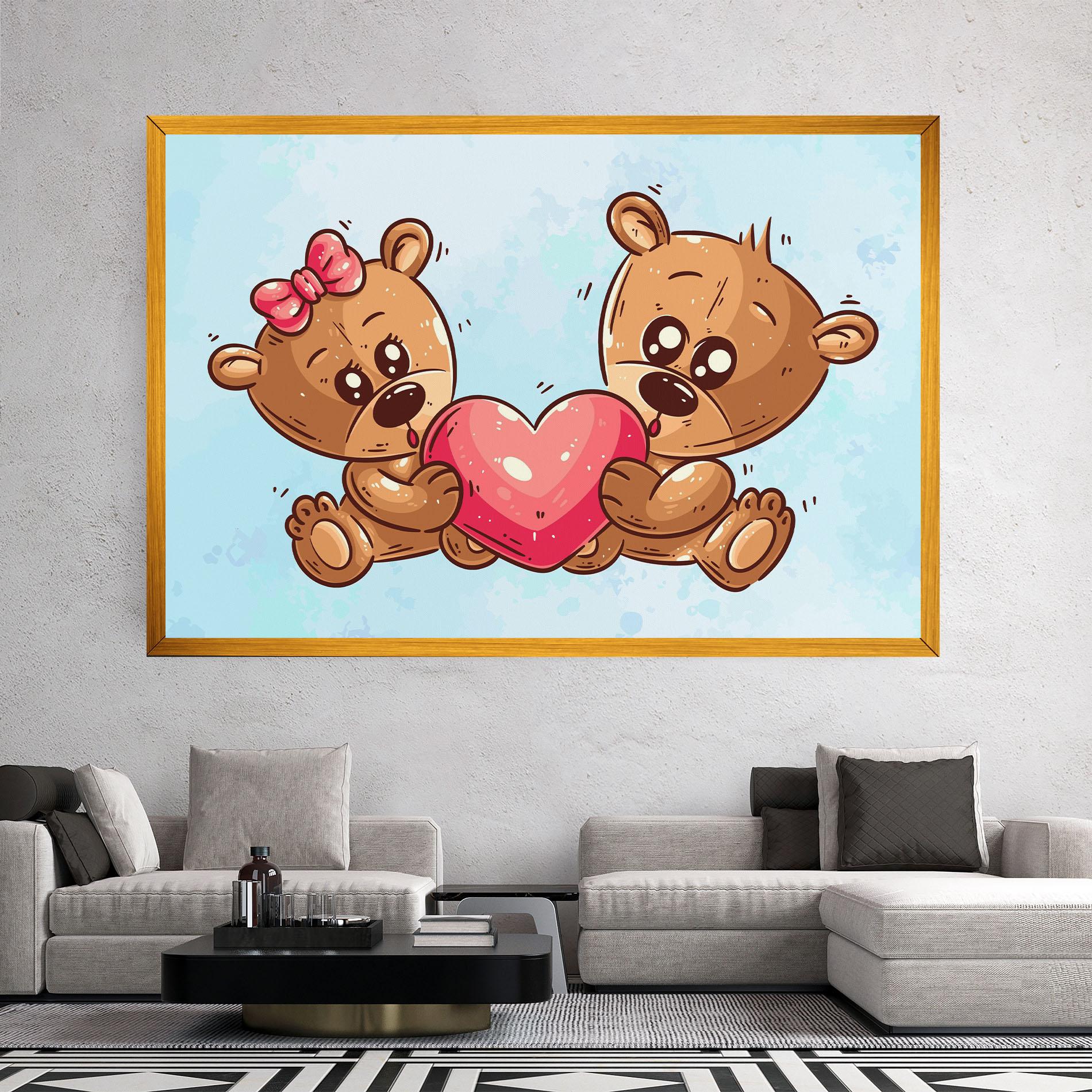 Vászonkép Bear Holding Heart mockup 2