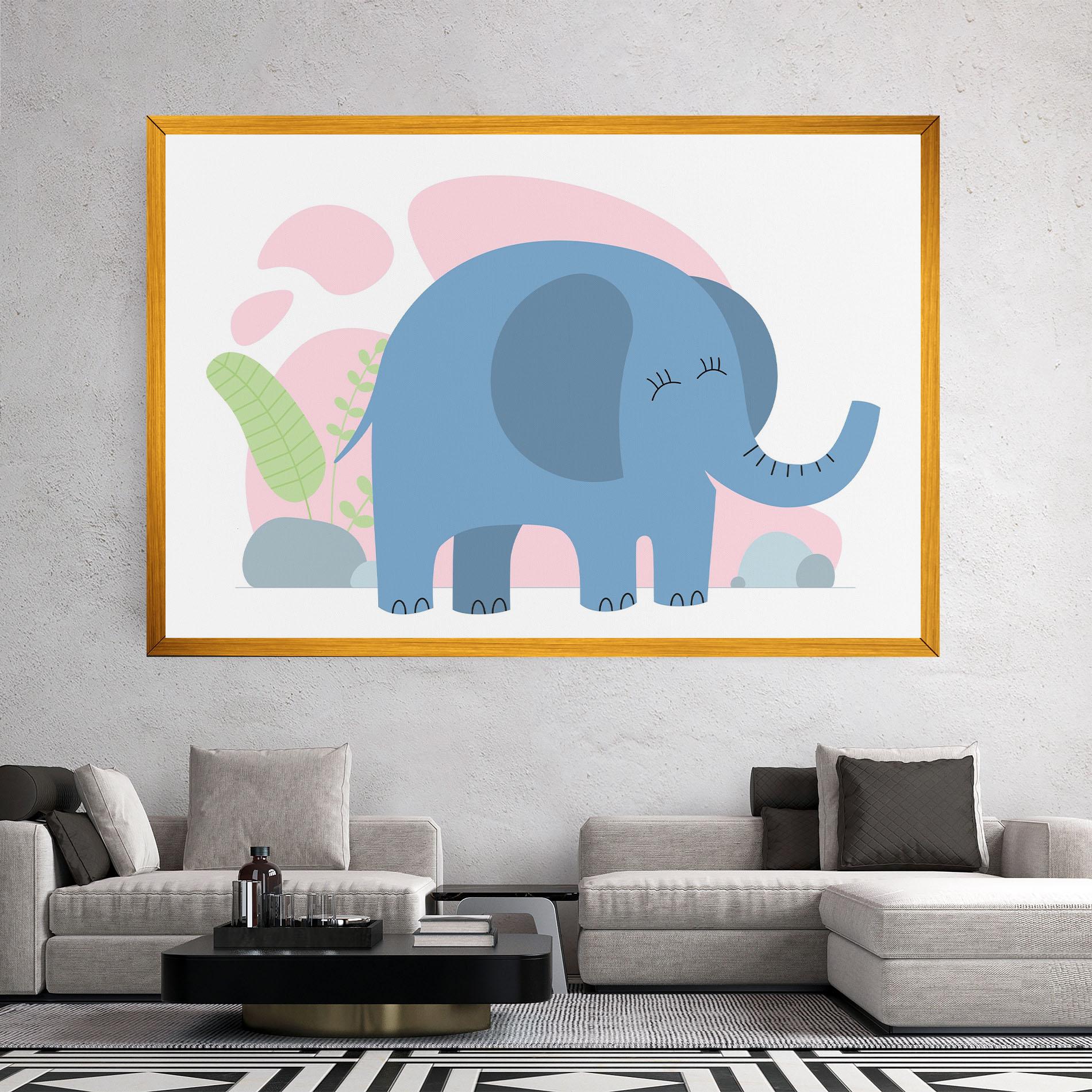 Vászonkép Leaf Cute Elephant mockup 2
