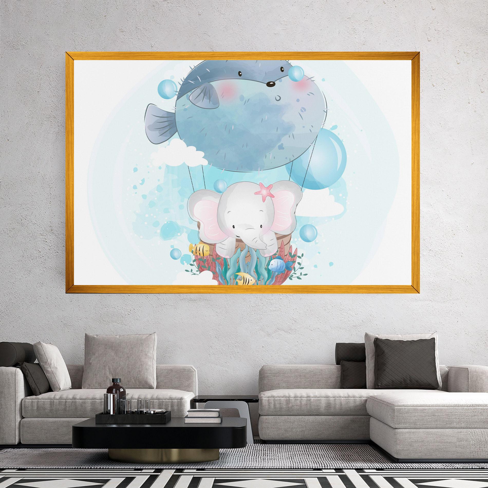 Vászonkép Swiming Elephant mockup 2