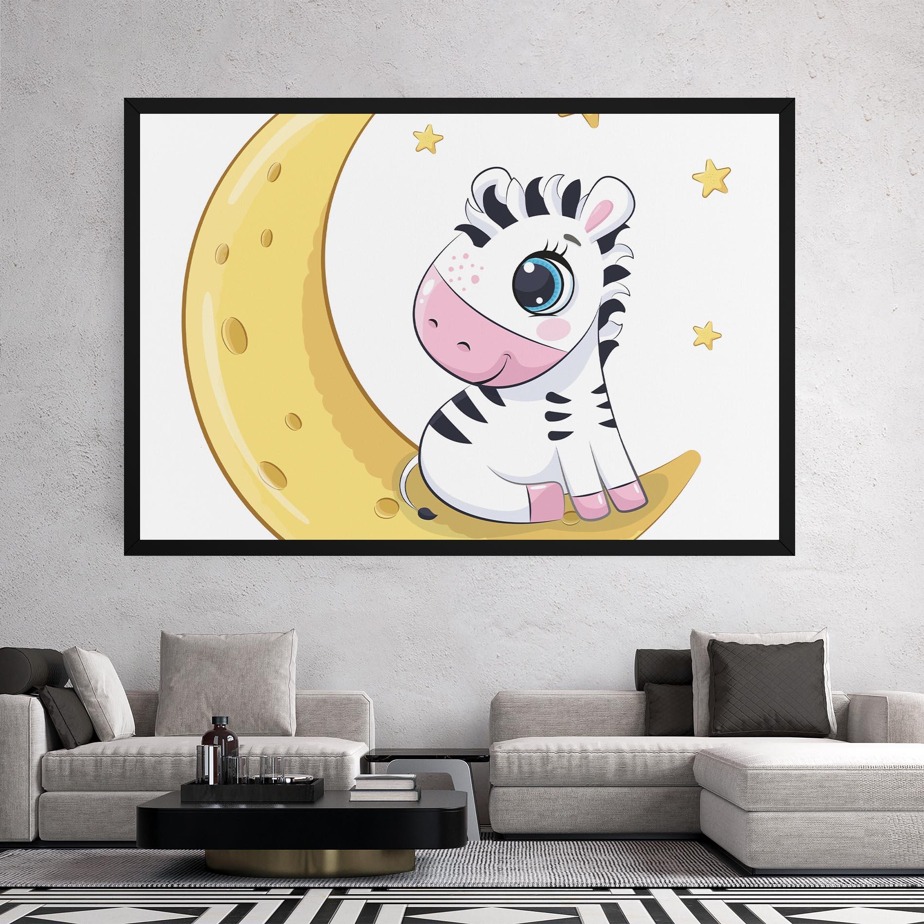 Vászonkép Cute Zebra Moon mockup 2