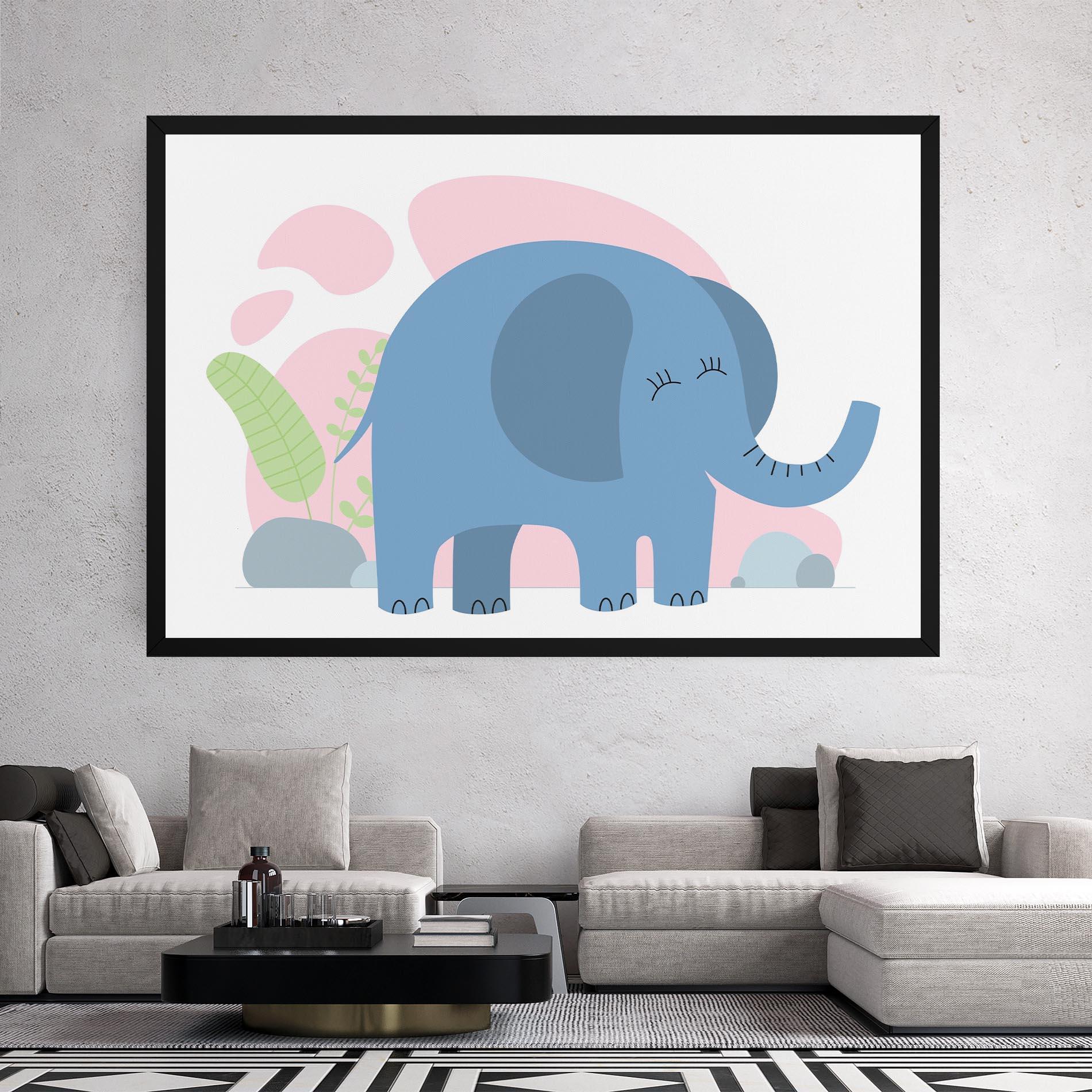 Vászonkép Leaf Cute Elephant mockup 2