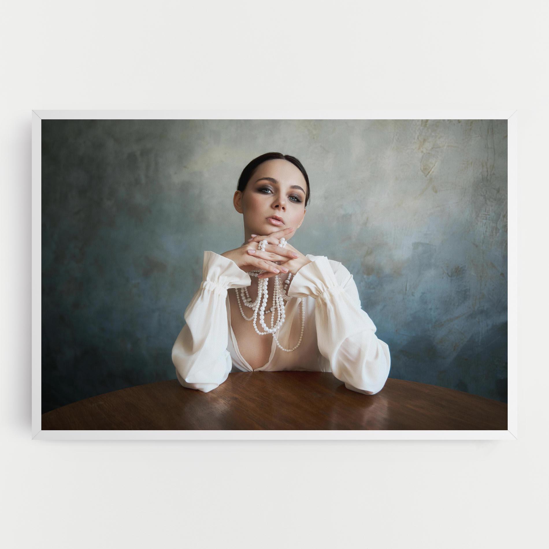 Vászonkép Girl White Pearls mockup 0