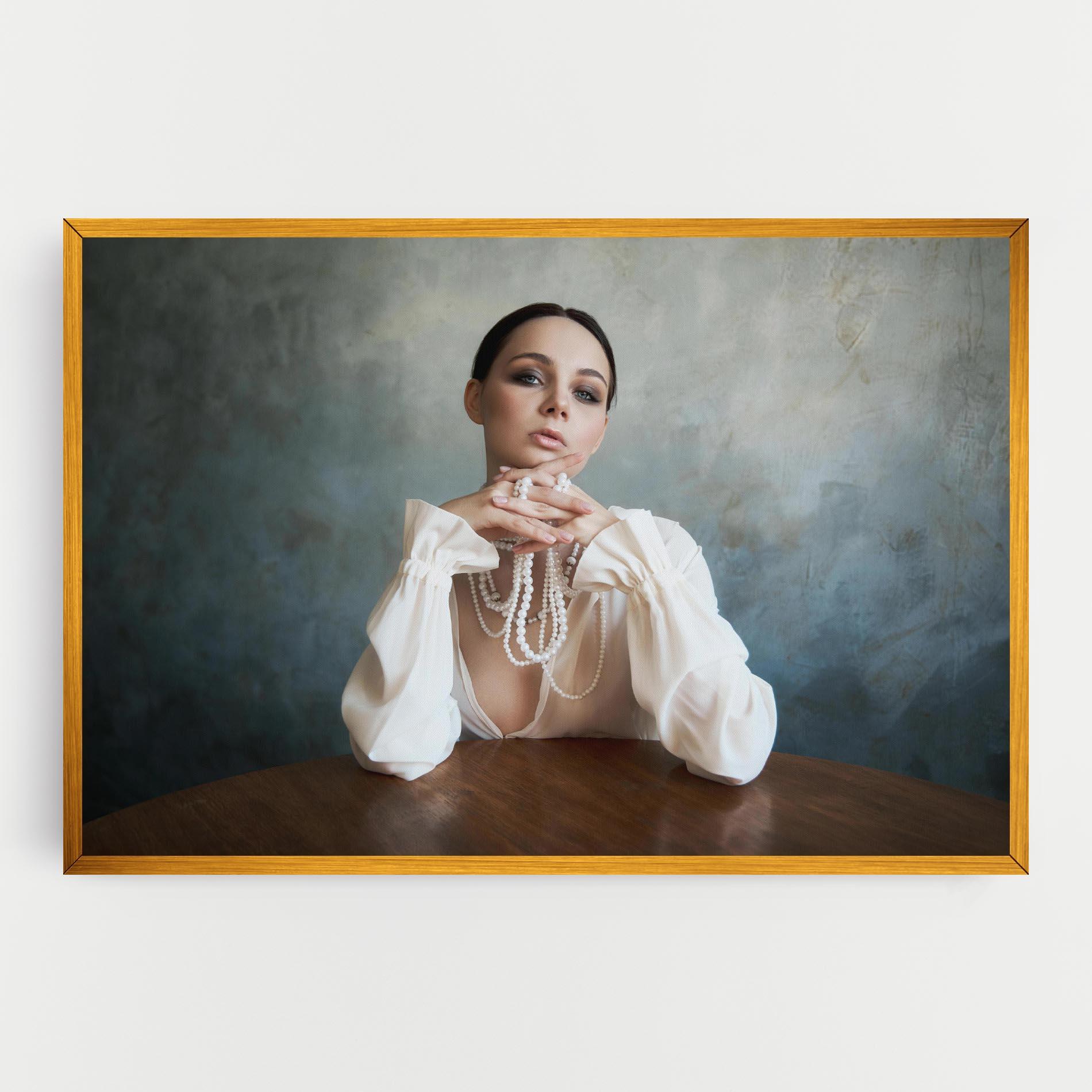 Vászonkép Girl White Pearls mockup 0