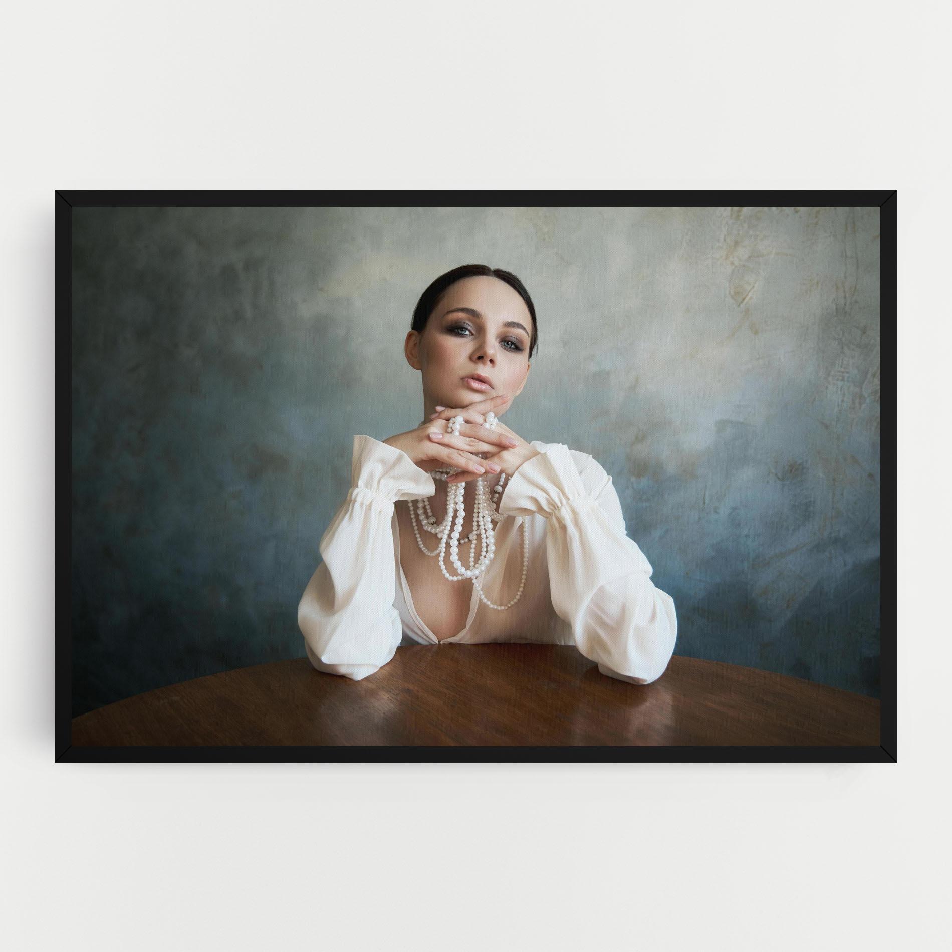 Vászonkép Girl White Pearls mockup 0