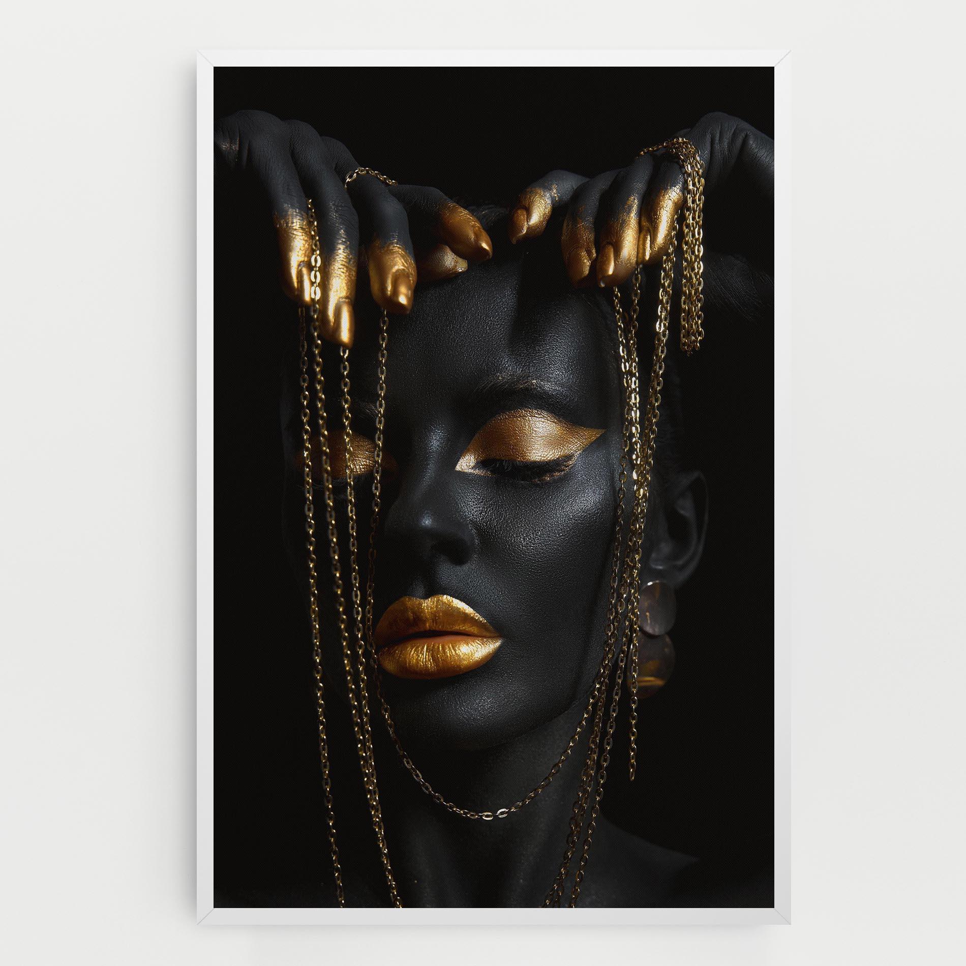 Vászonkép Black Gold Chain Makeup mockup 0