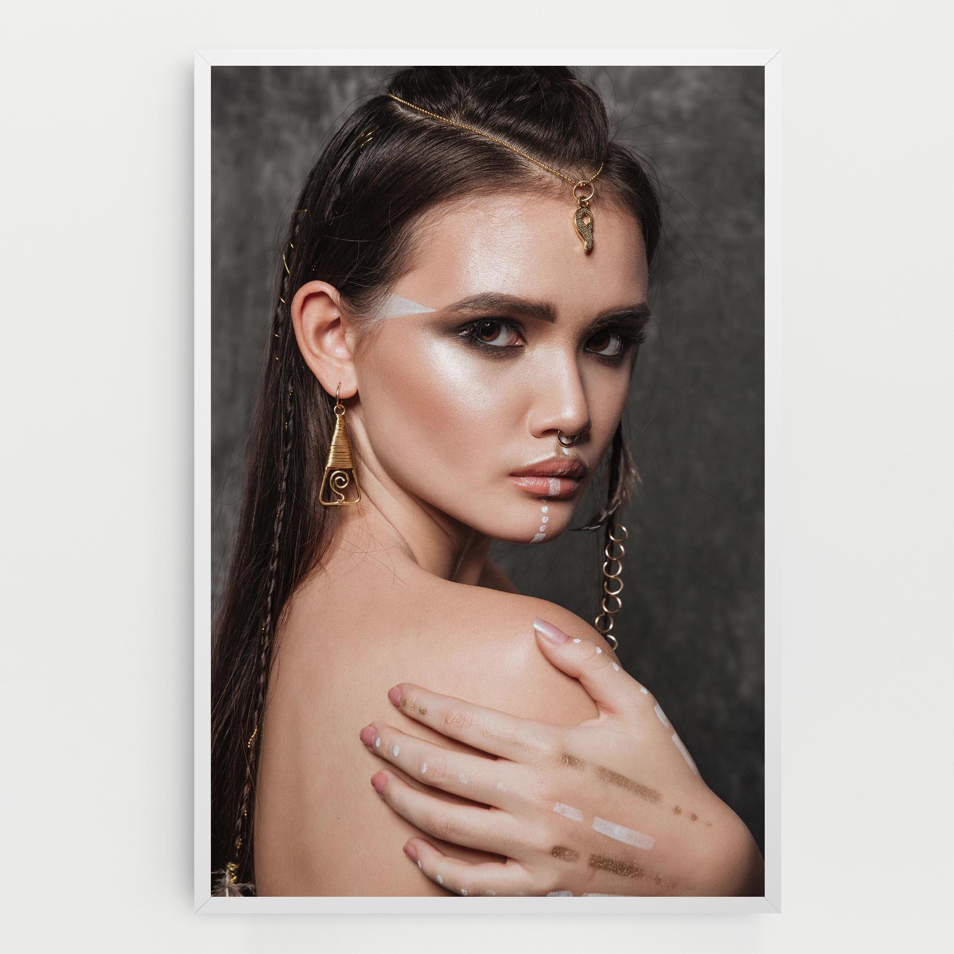 Vászonkép Gold Triangle Earring mockup 0