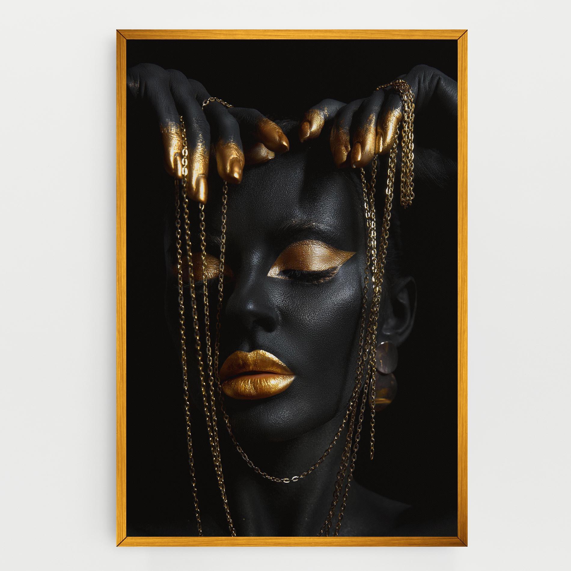 Vászonkép Black Gold Chain Makeup mockup 0