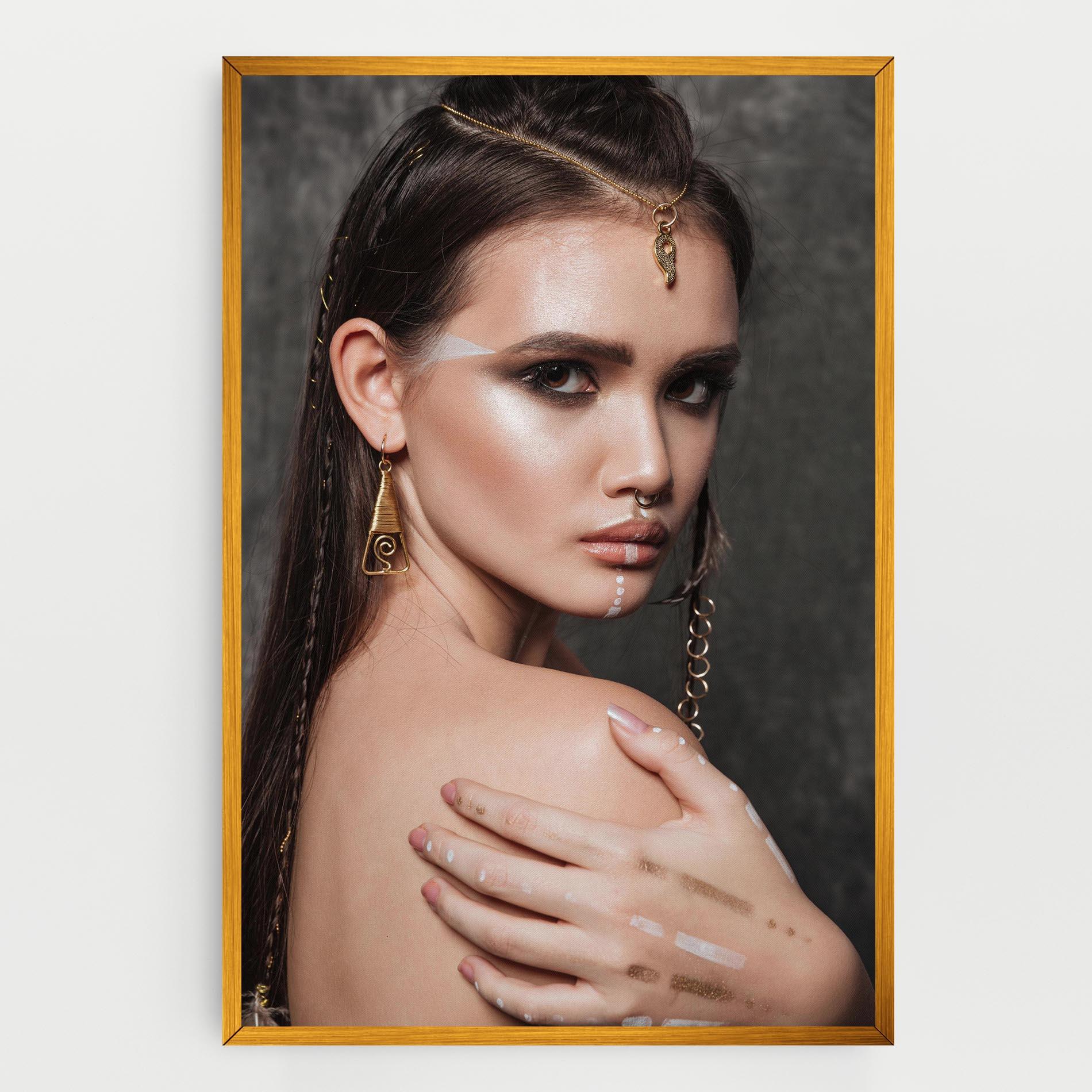 Vászonkép Gold Triangle Earring mockup 0