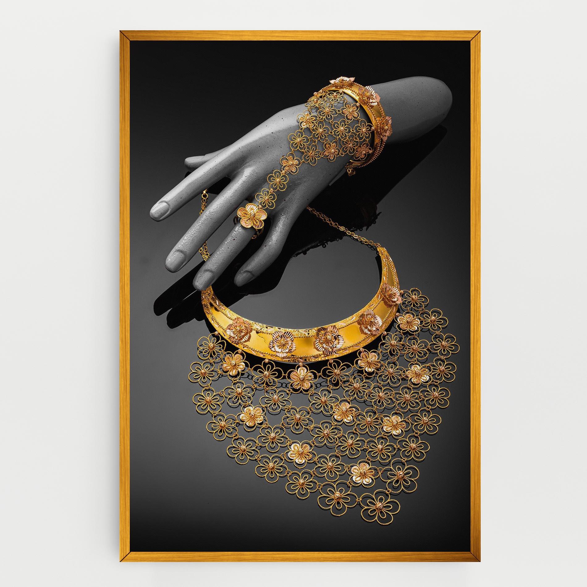 Vászonkép Golden Jewelery Set mockup 0