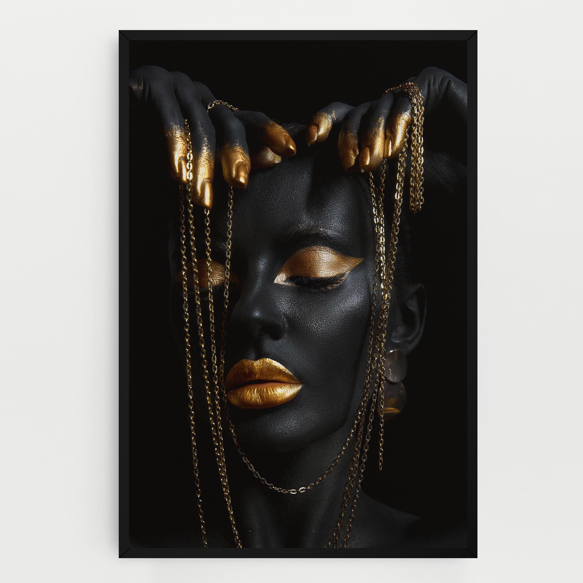 Vászonkép Black Gold Chain Makeup mockup 0