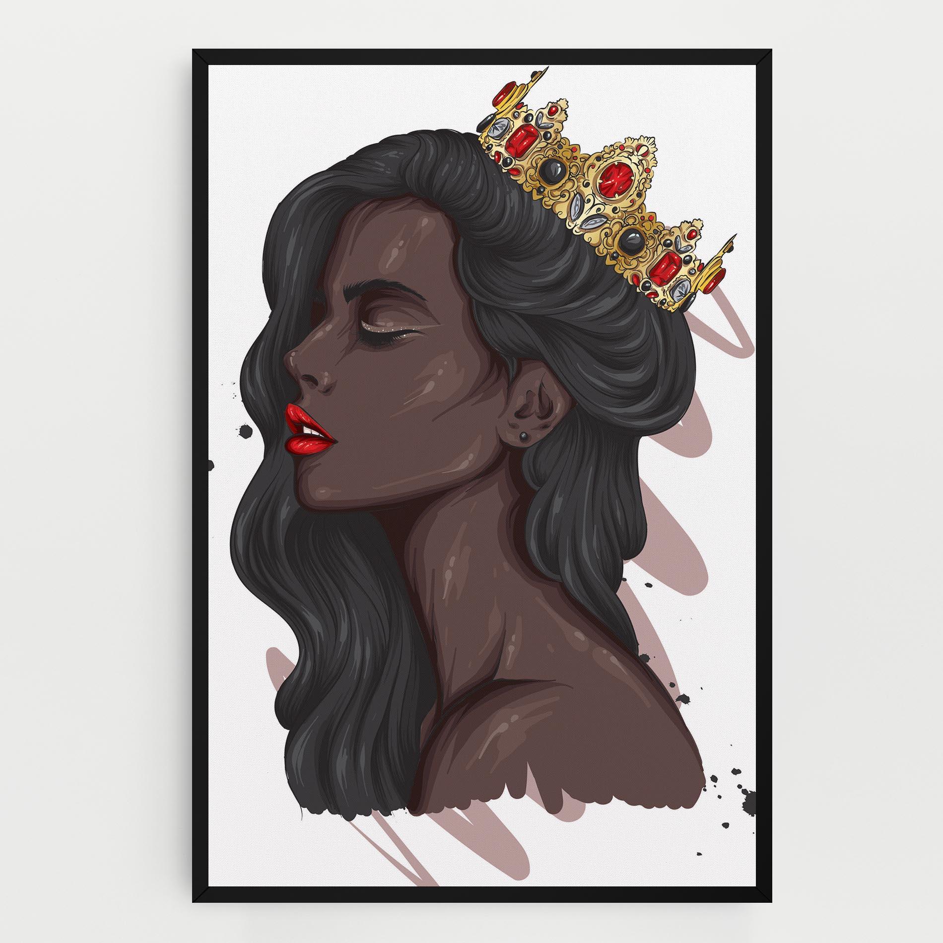 Vászonkép Black Woman With Crown mockup 0