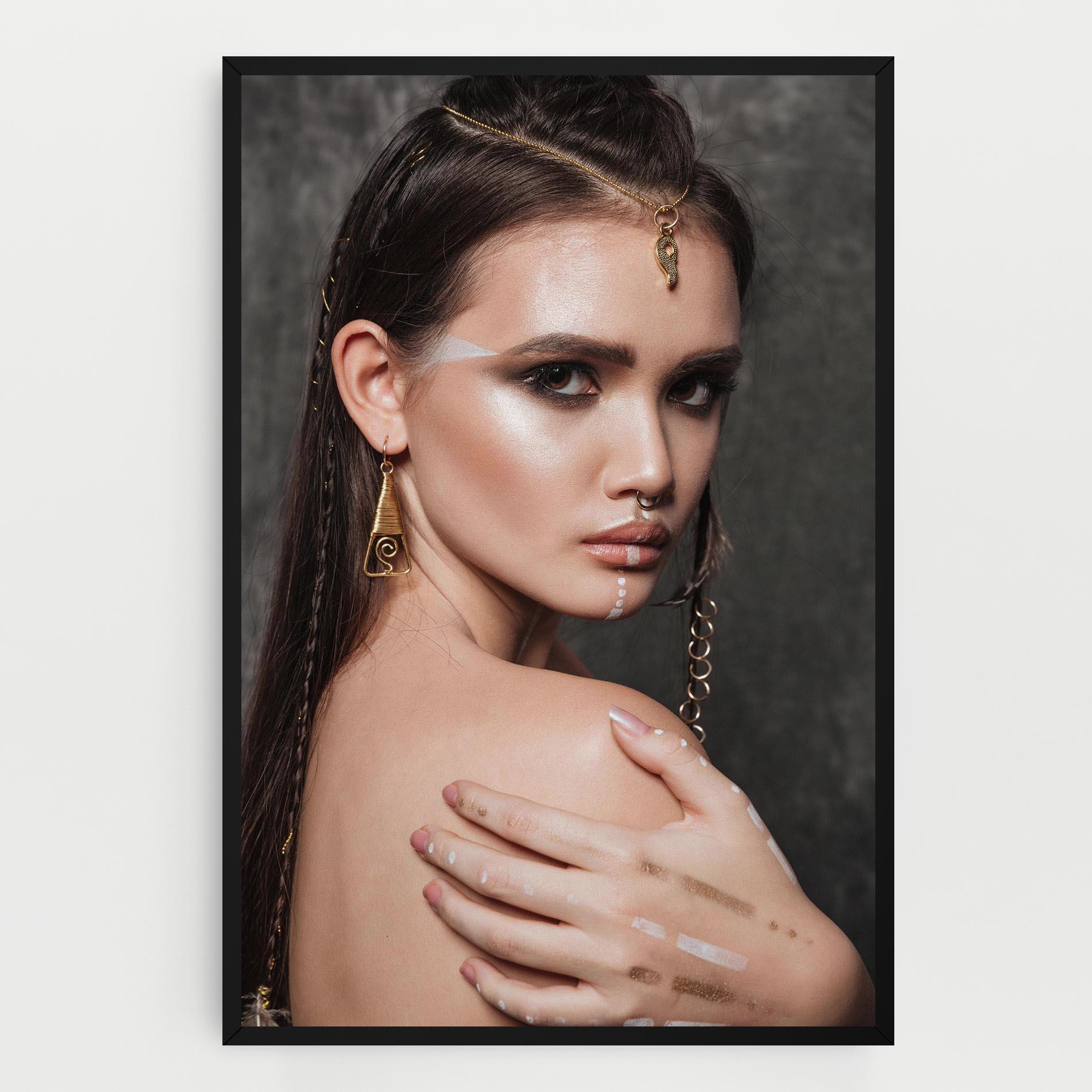 Vászonkép Gold Triangle Earring mockup 0