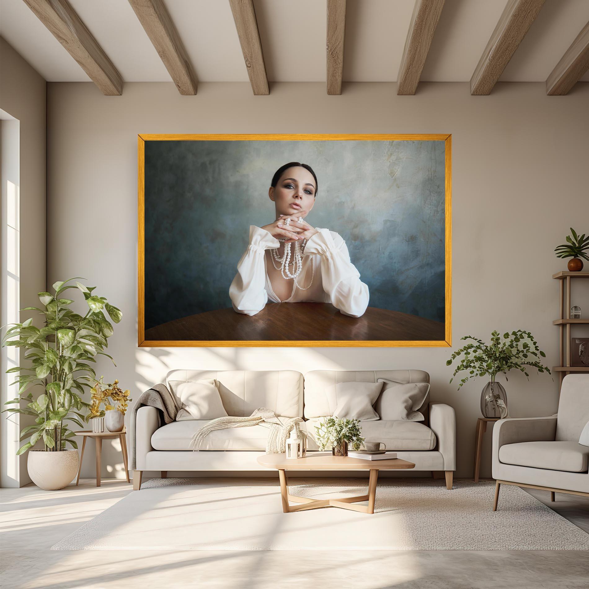 Vászonkép Girl White Pearls mockup 6