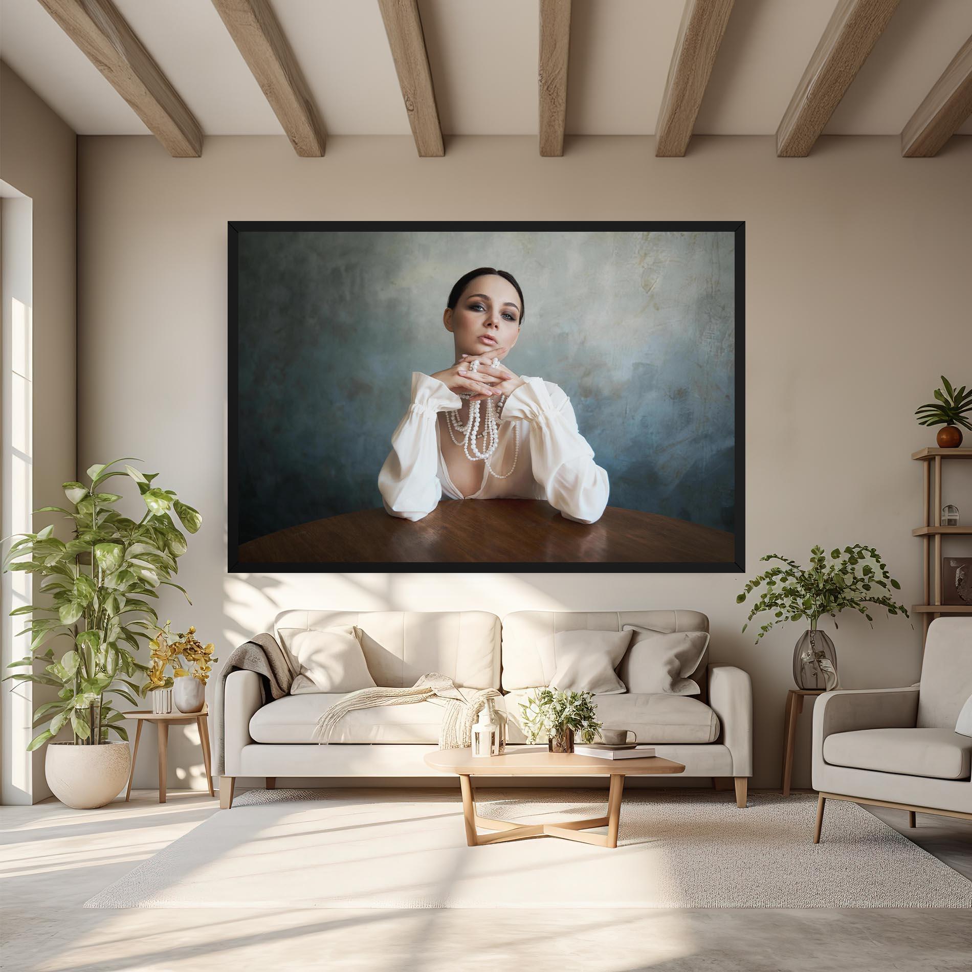 Vászonkép Girl White Pearls mockup 6