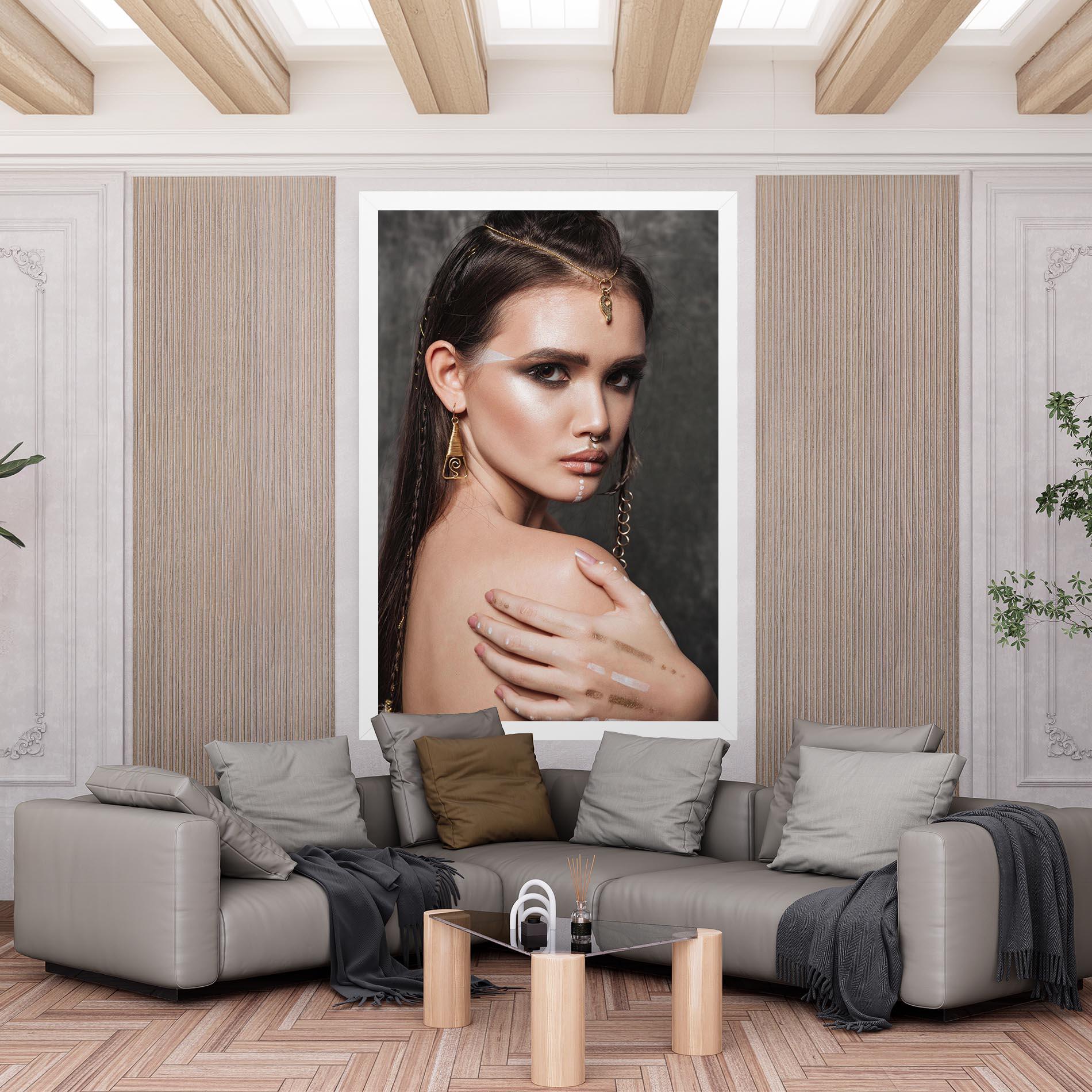 Vászonkép Gold Triangle Earring mockup 6