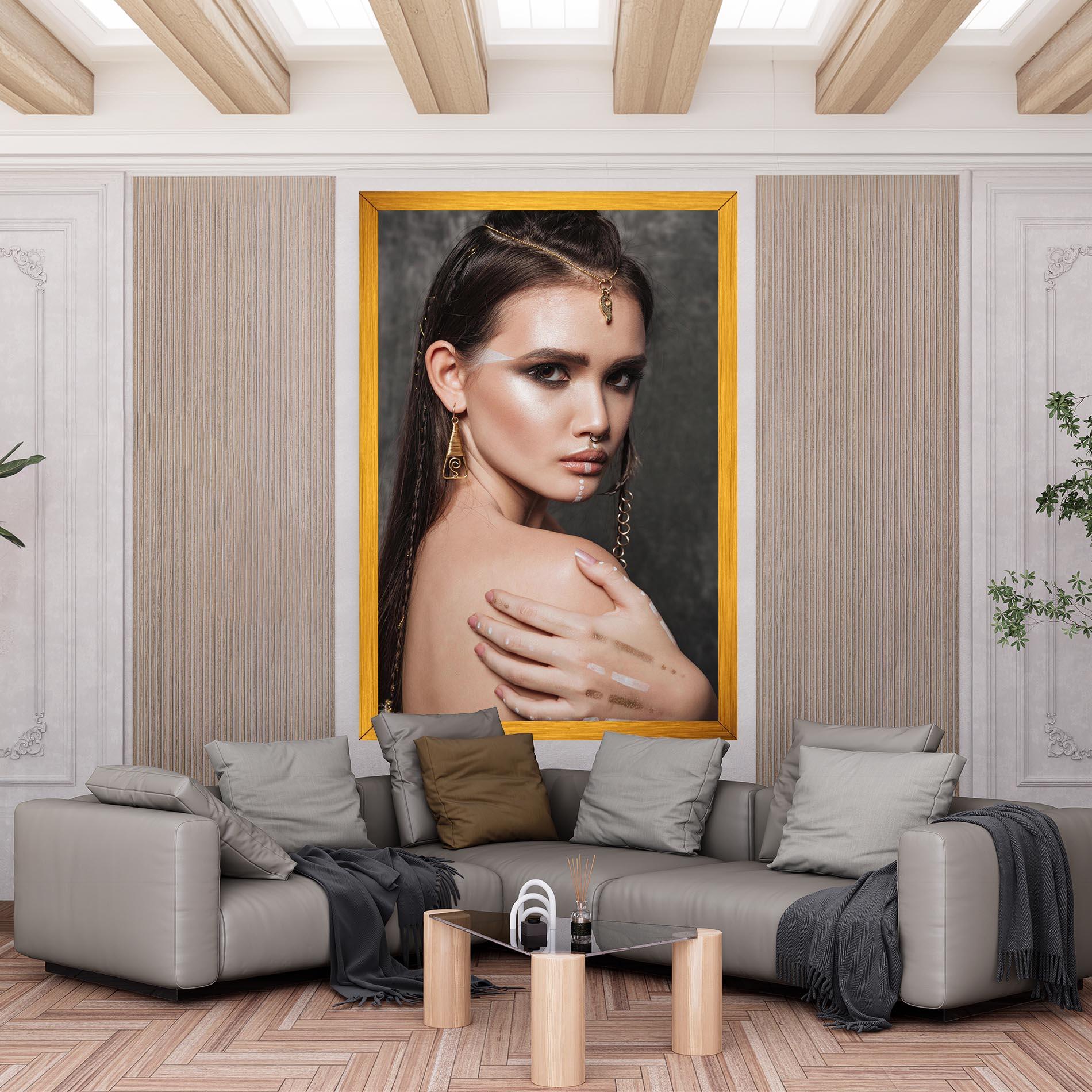 Vászonkép Gold Triangle Earring mockup 6