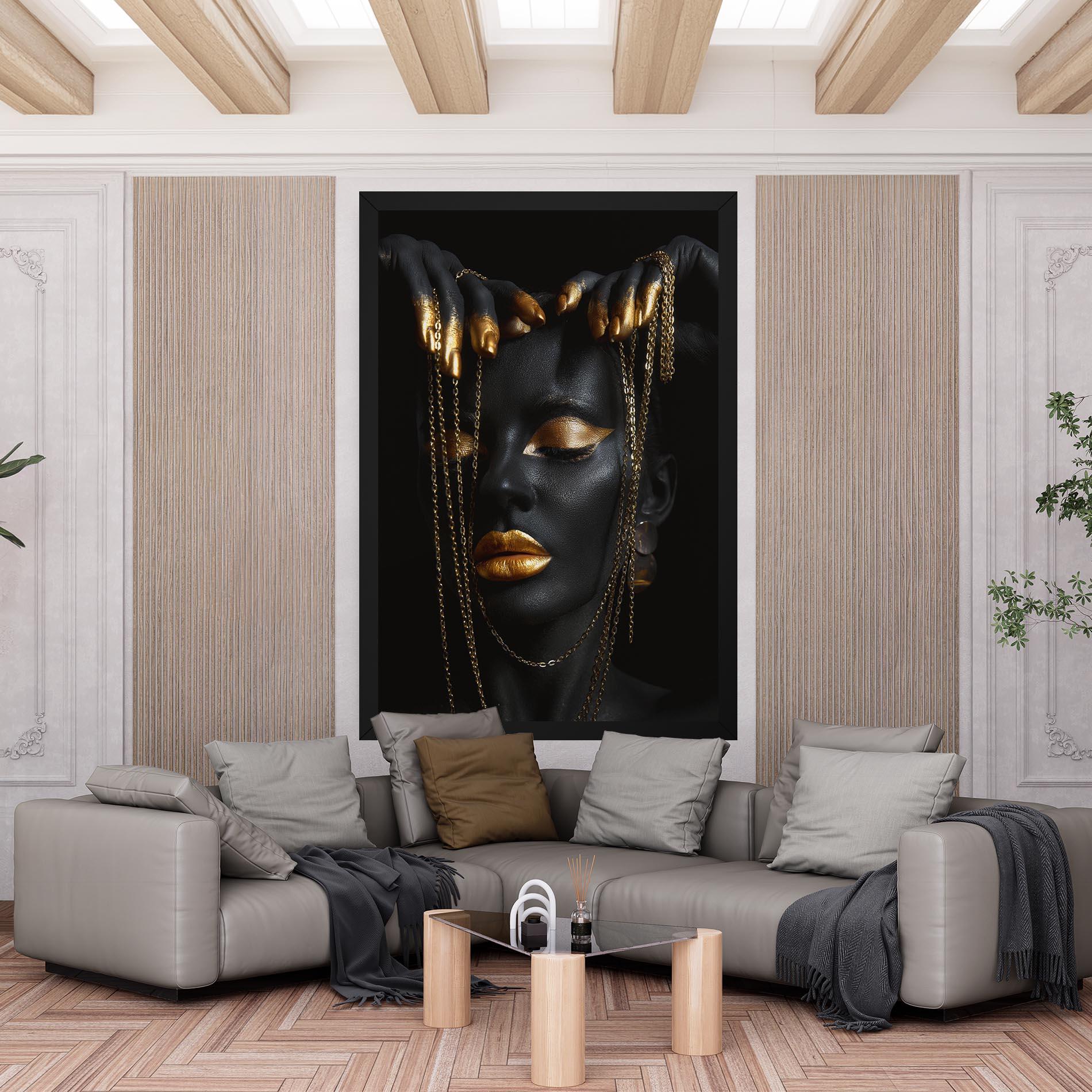 Vászonkép Black Gold Chain Makeup mockup 6