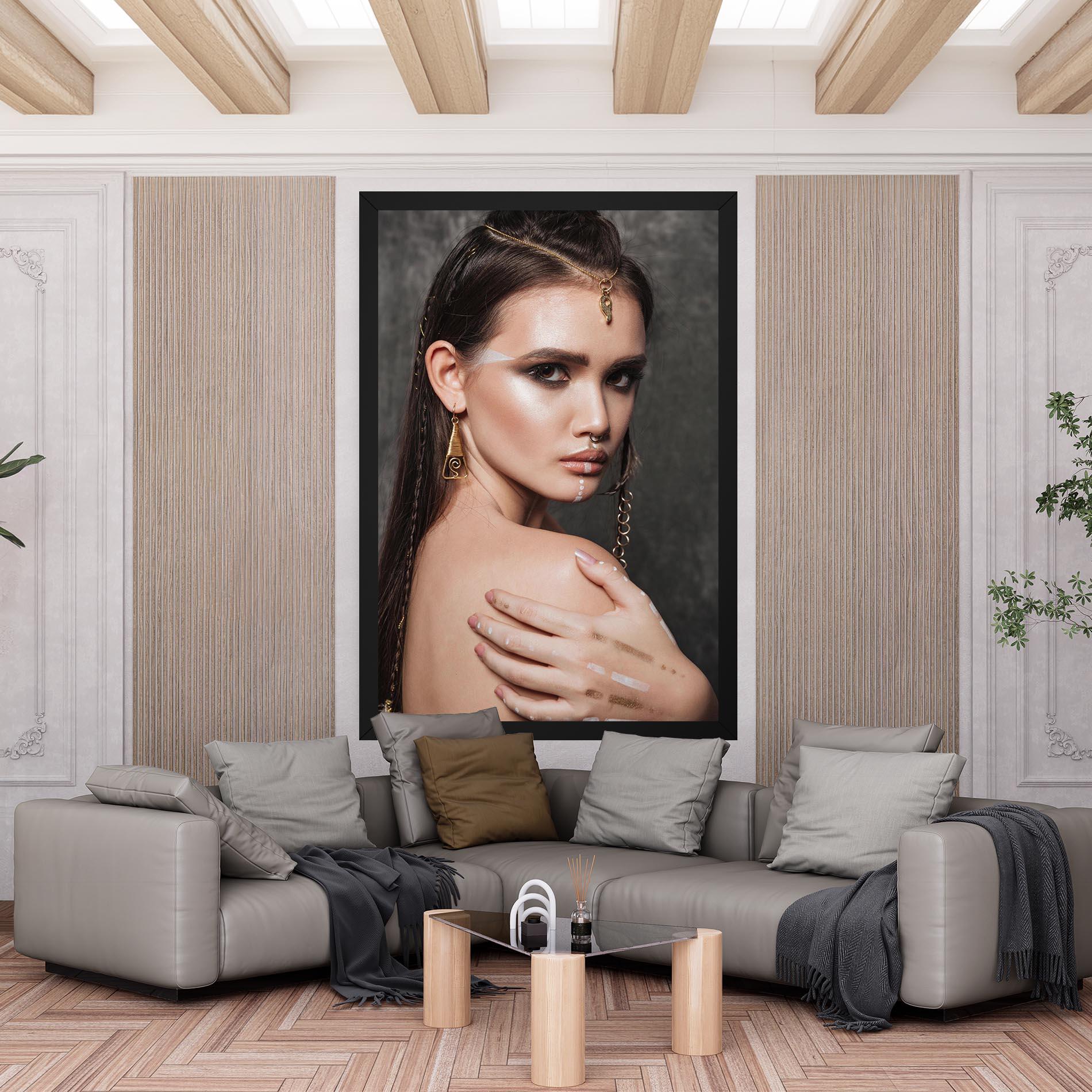 Vászonkép Gold Triangle Earring mockup 6