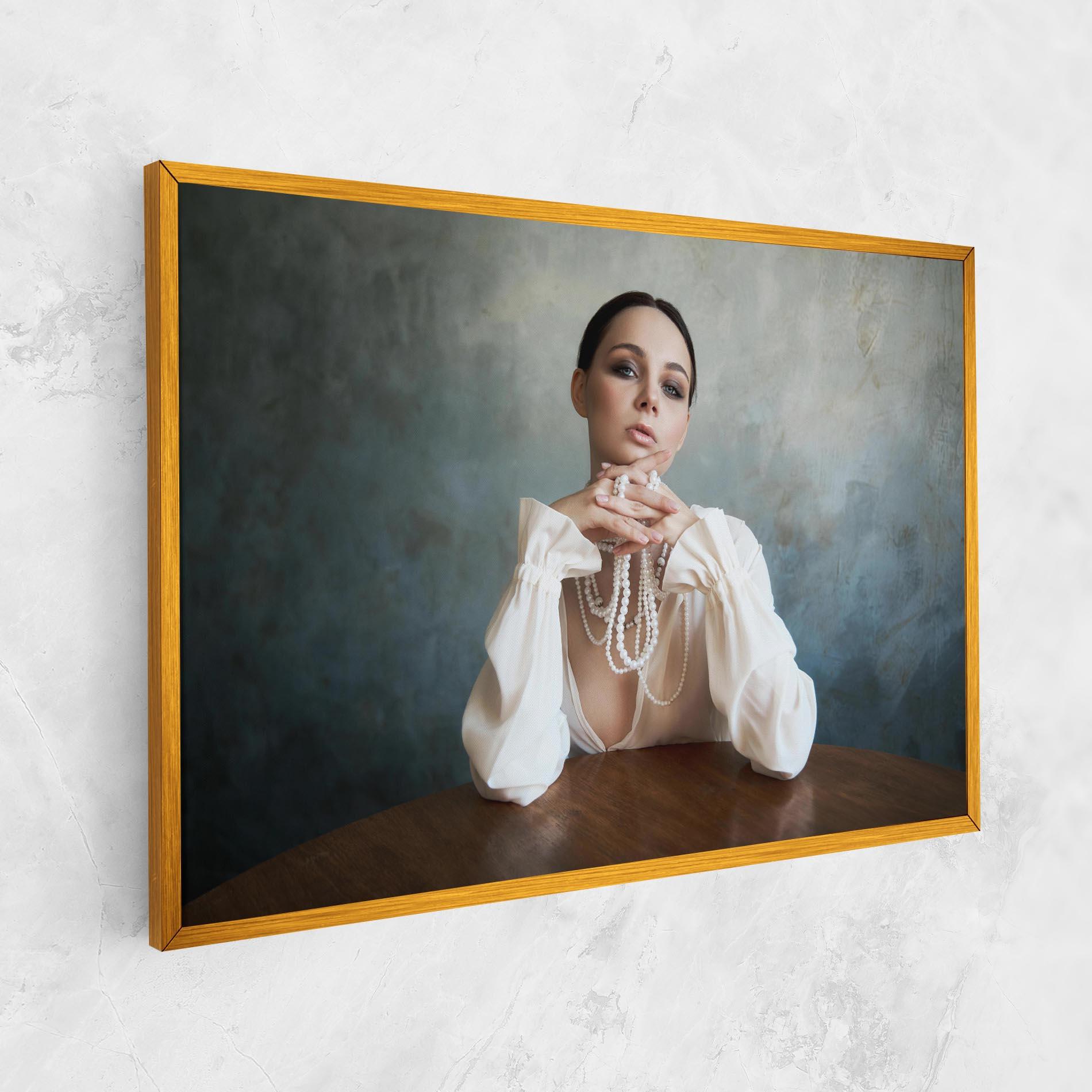 Vászonkép Girl White Pearls mockup 1