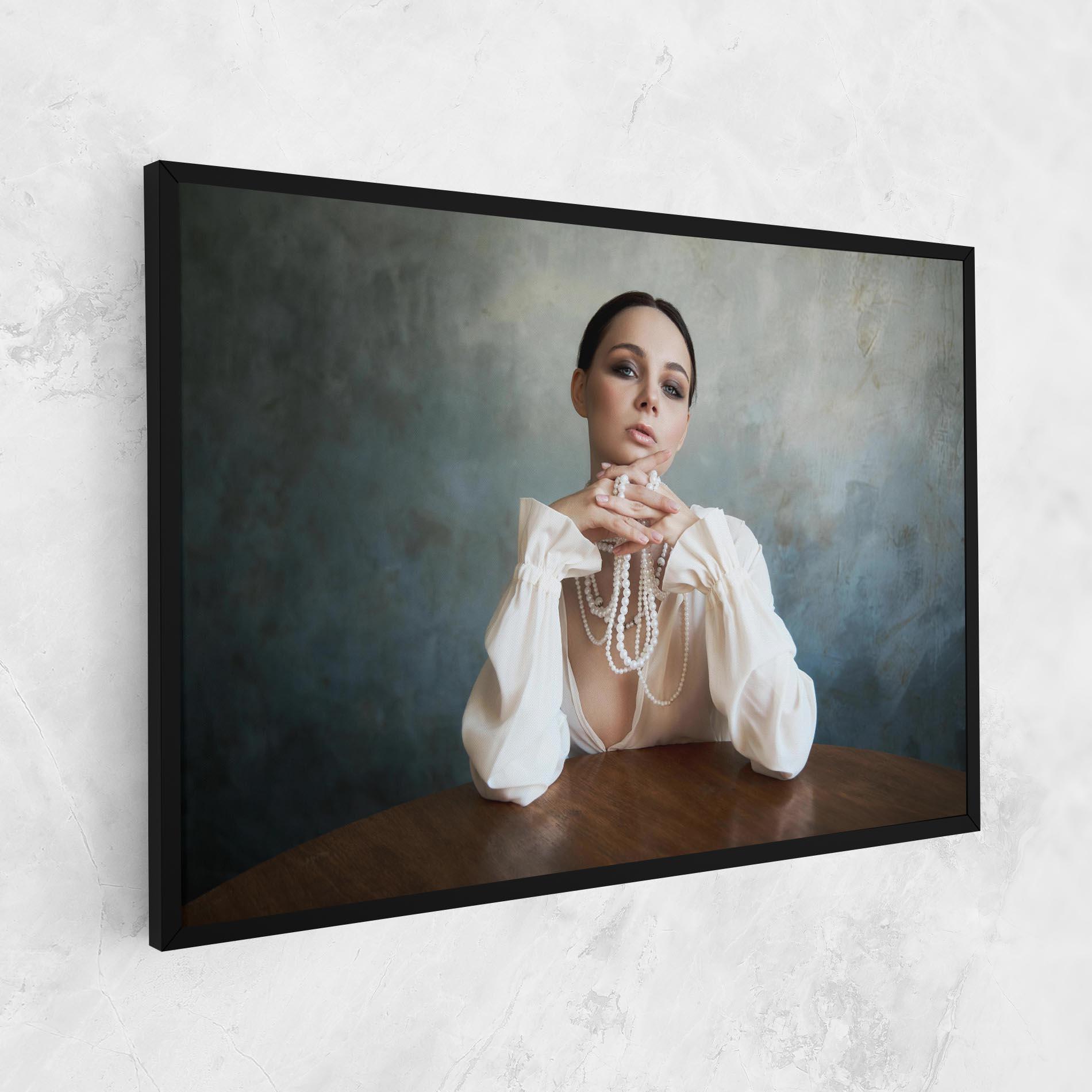 Vászonkép Girl White Pearls mockup 1