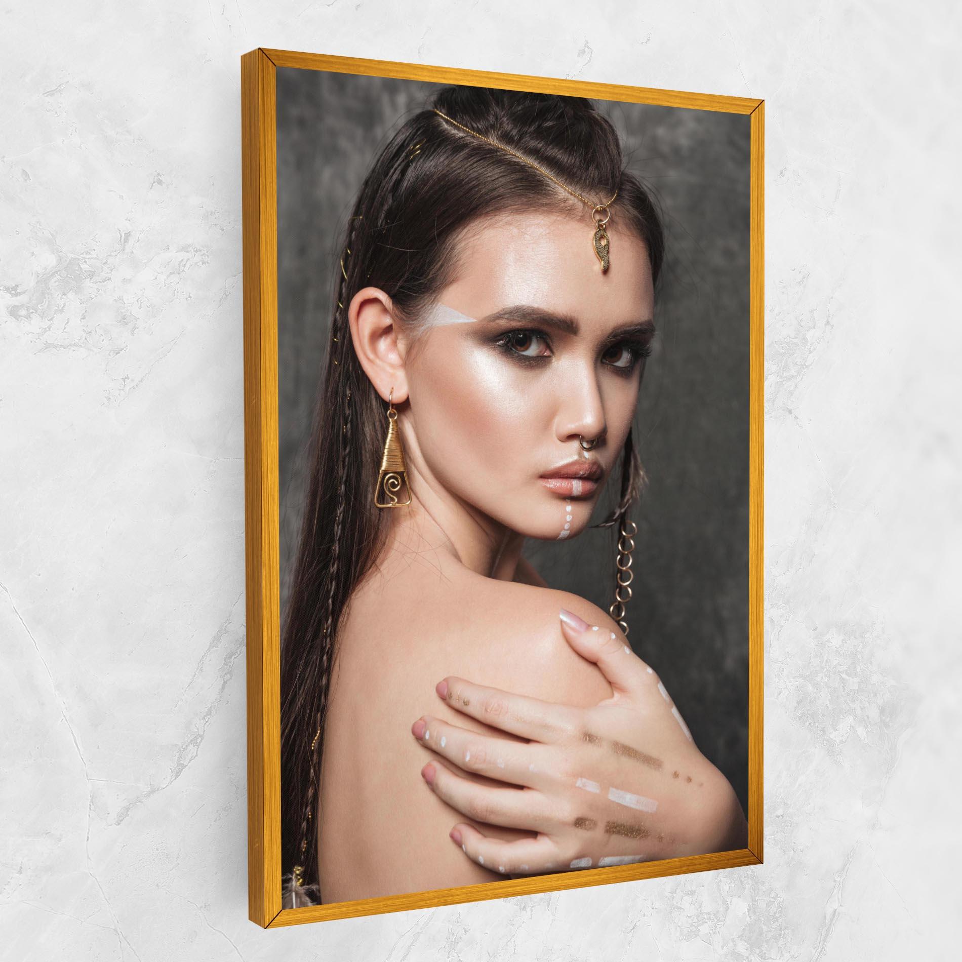 Vászonkép Gold Triangle Earring mockup 1