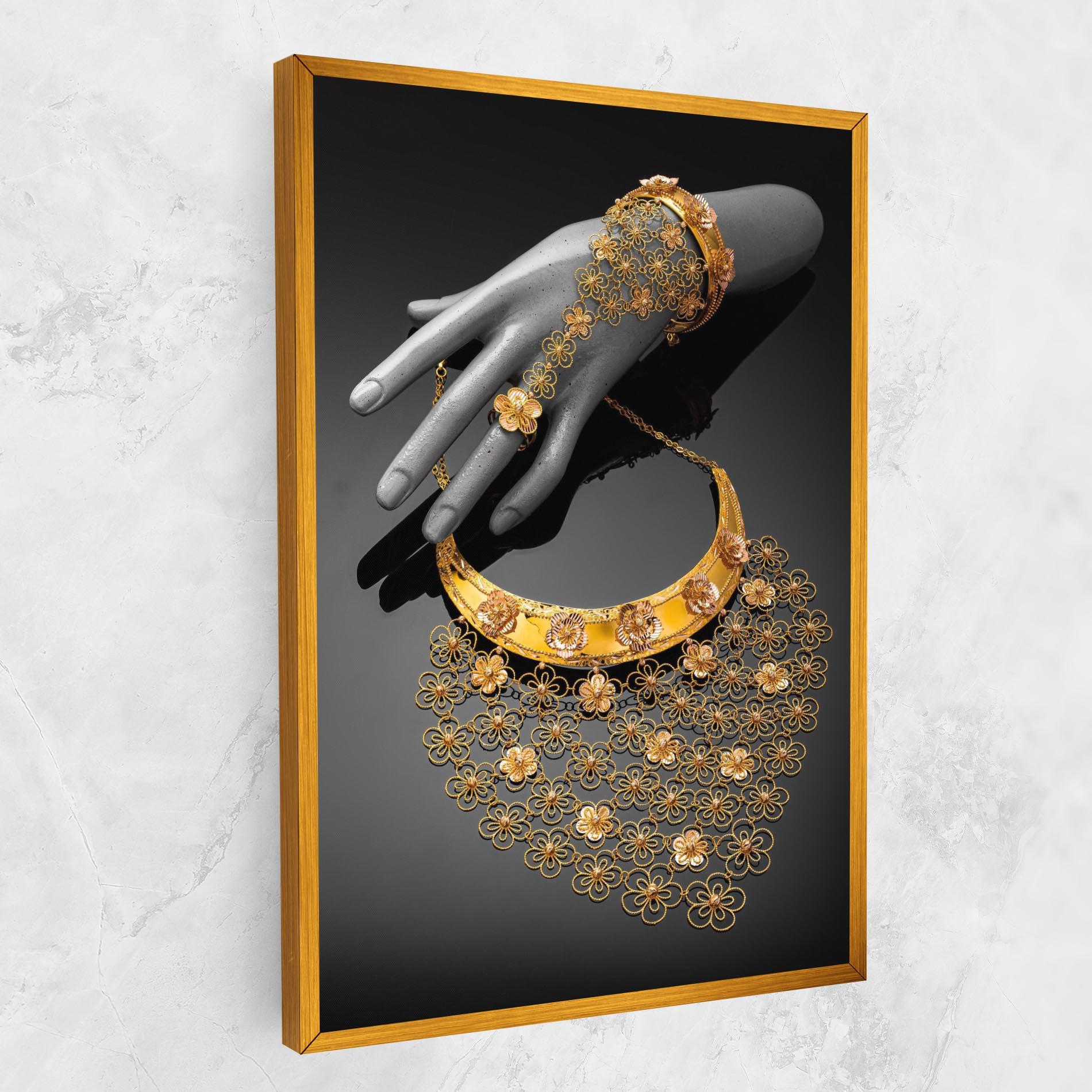 Vászonkép Golden Jewelery Set mockup 1