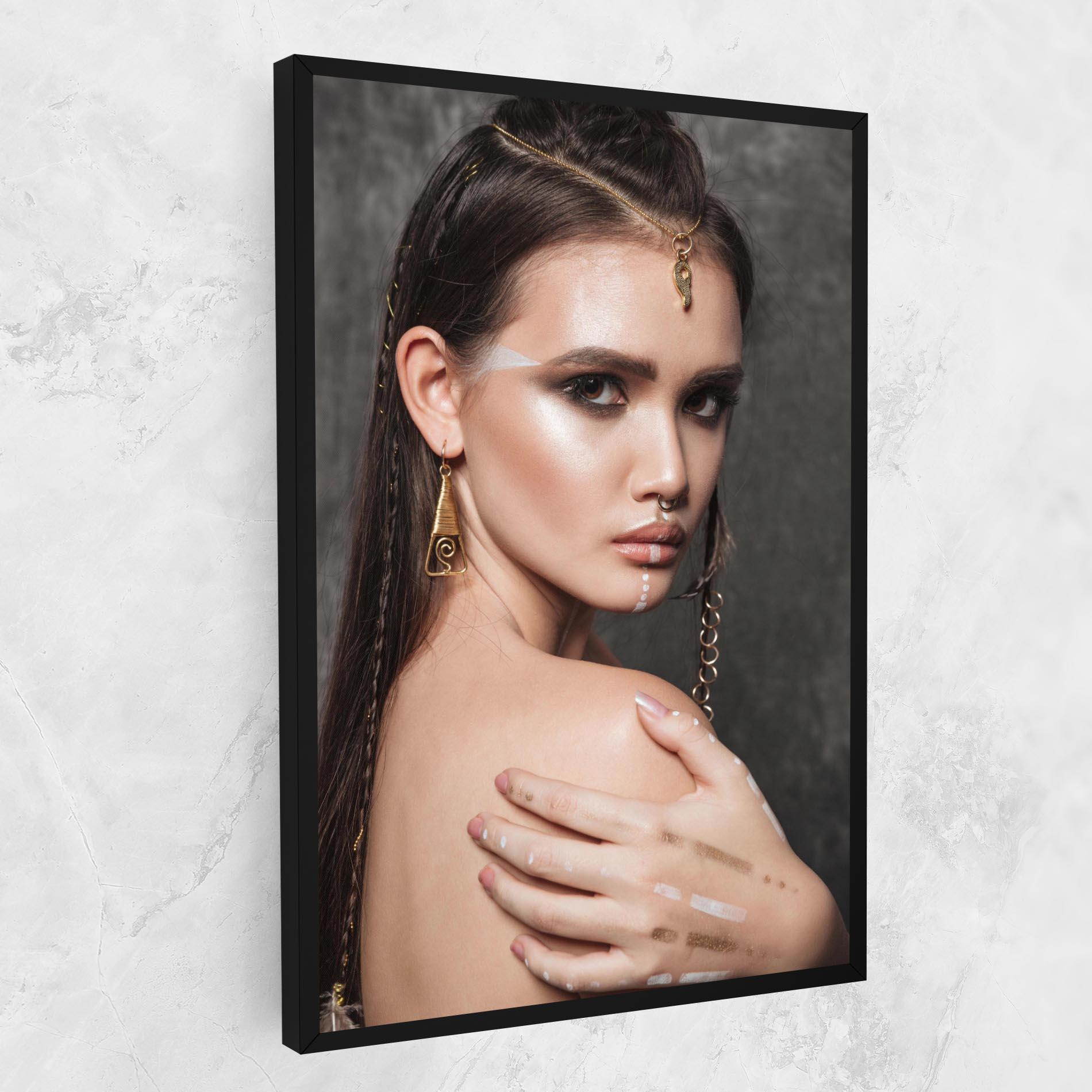 Vászonkép Gold Triangle Earring mockup 1