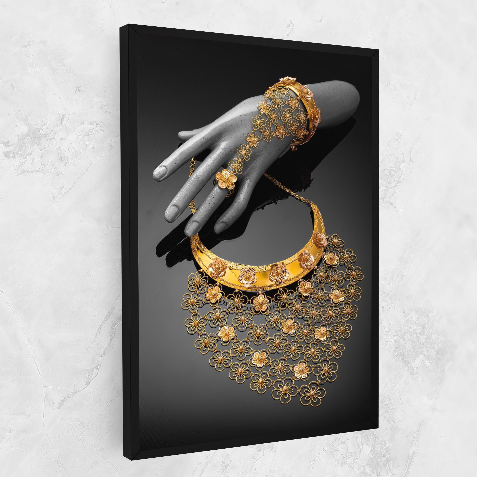 Vászonkép Golden Jewelery Set mockup 1