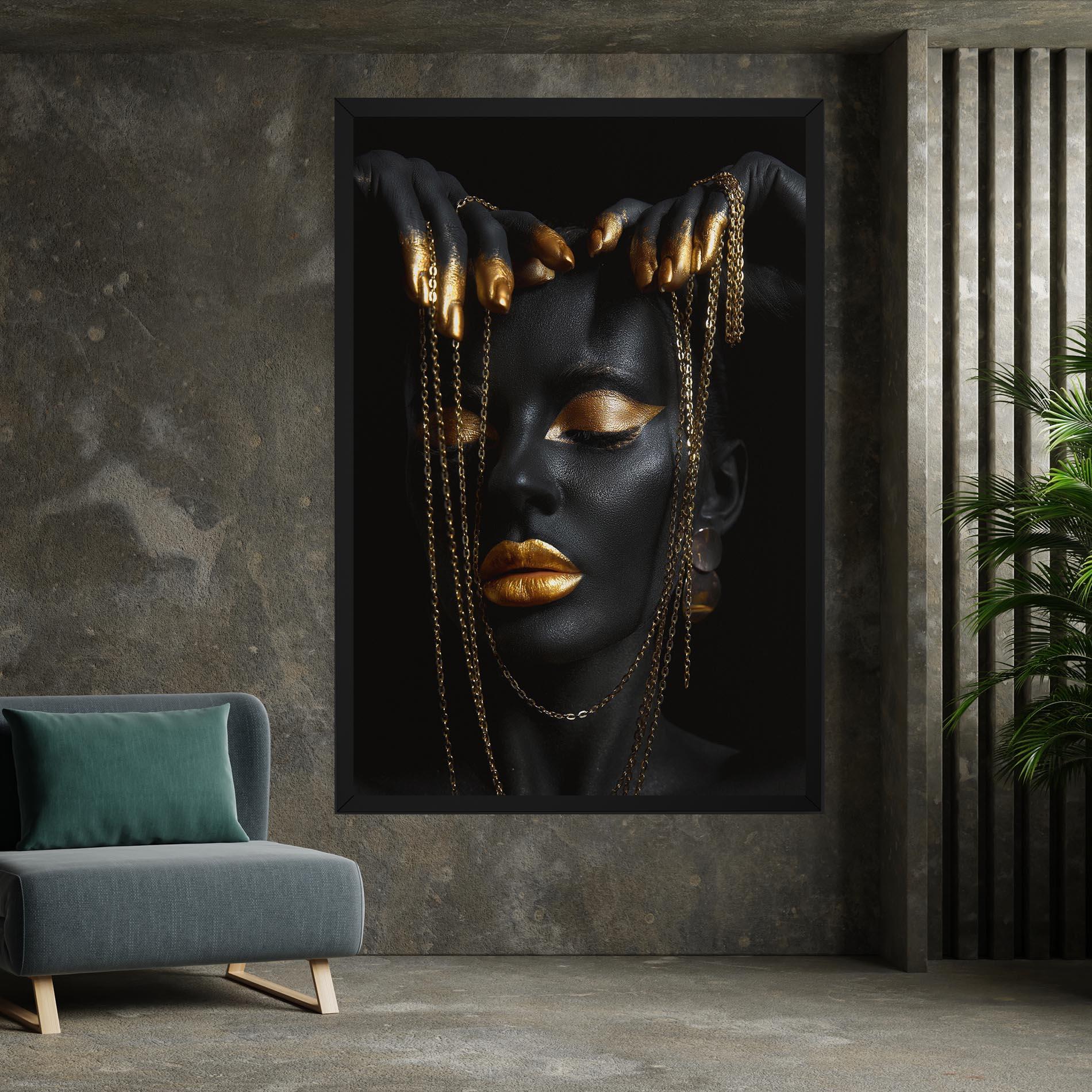 Vászonkép Black Gold Chain Makeup mockup 7