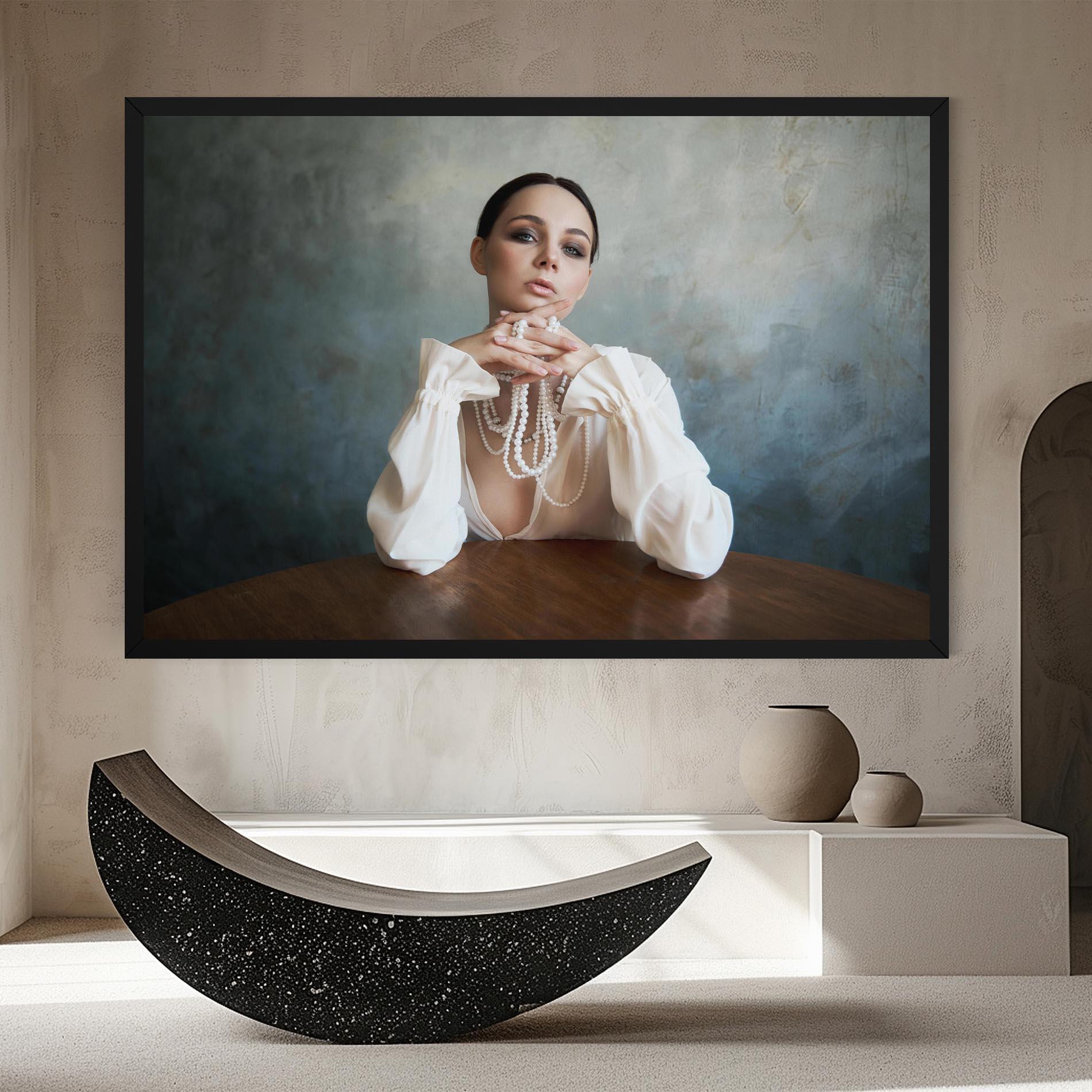 Vászonkép Girl White Pearls mockup 8