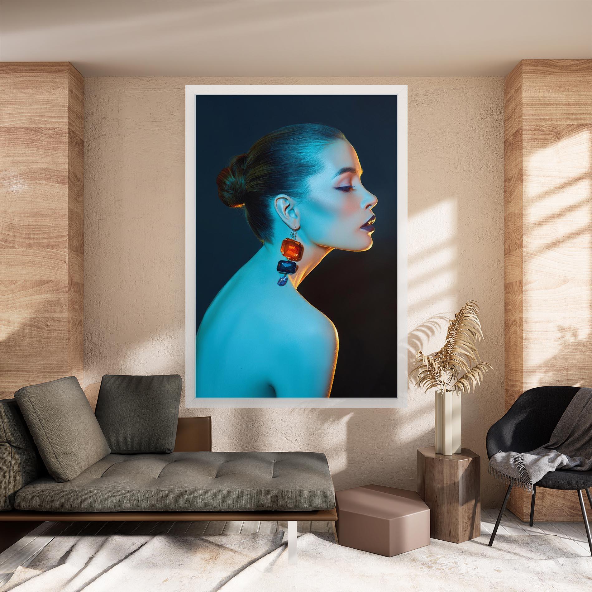 Vászonkép Blue Light Earring mockup 8