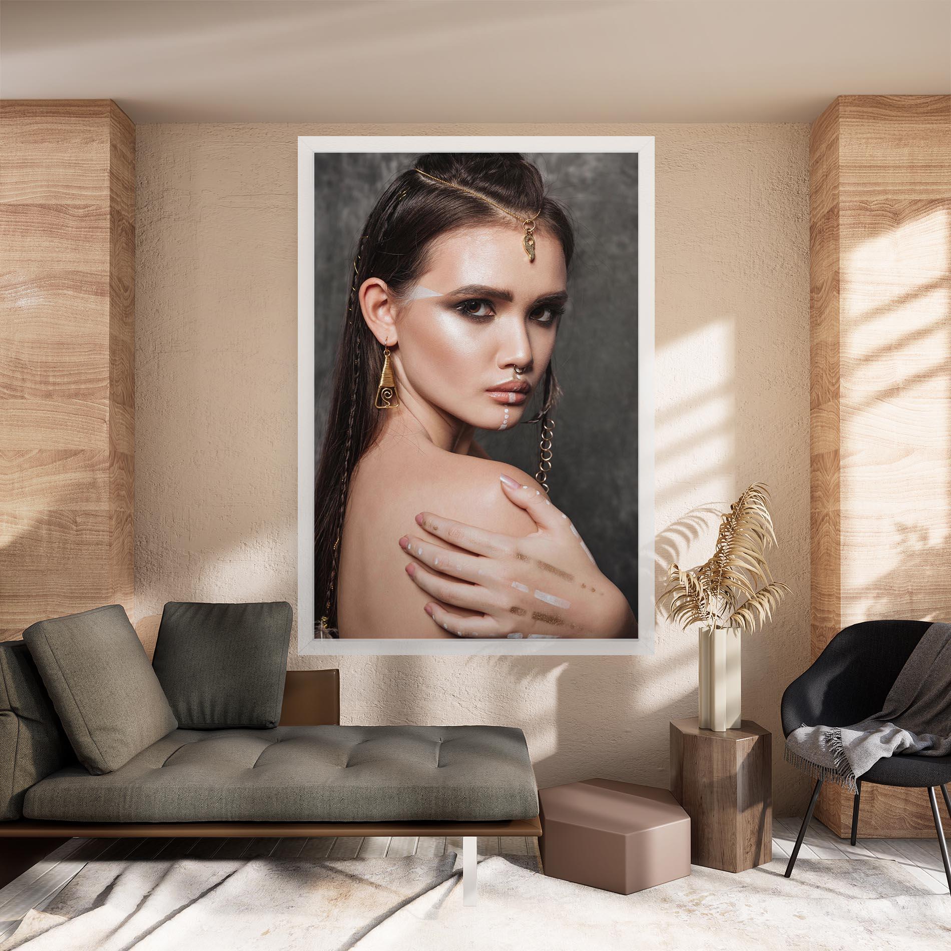 Vászonkép Gold Triangle Earring mockup 8