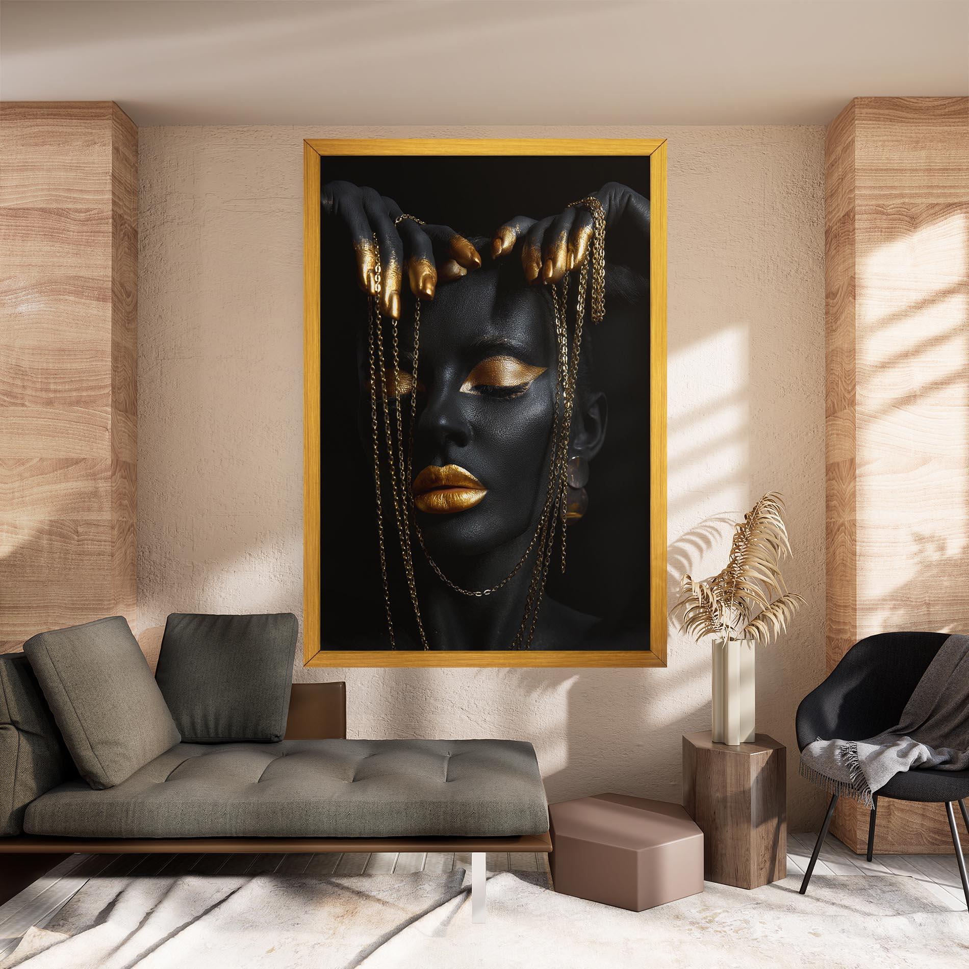 Vászonkép Black Gold Chain Makeup mockup 8