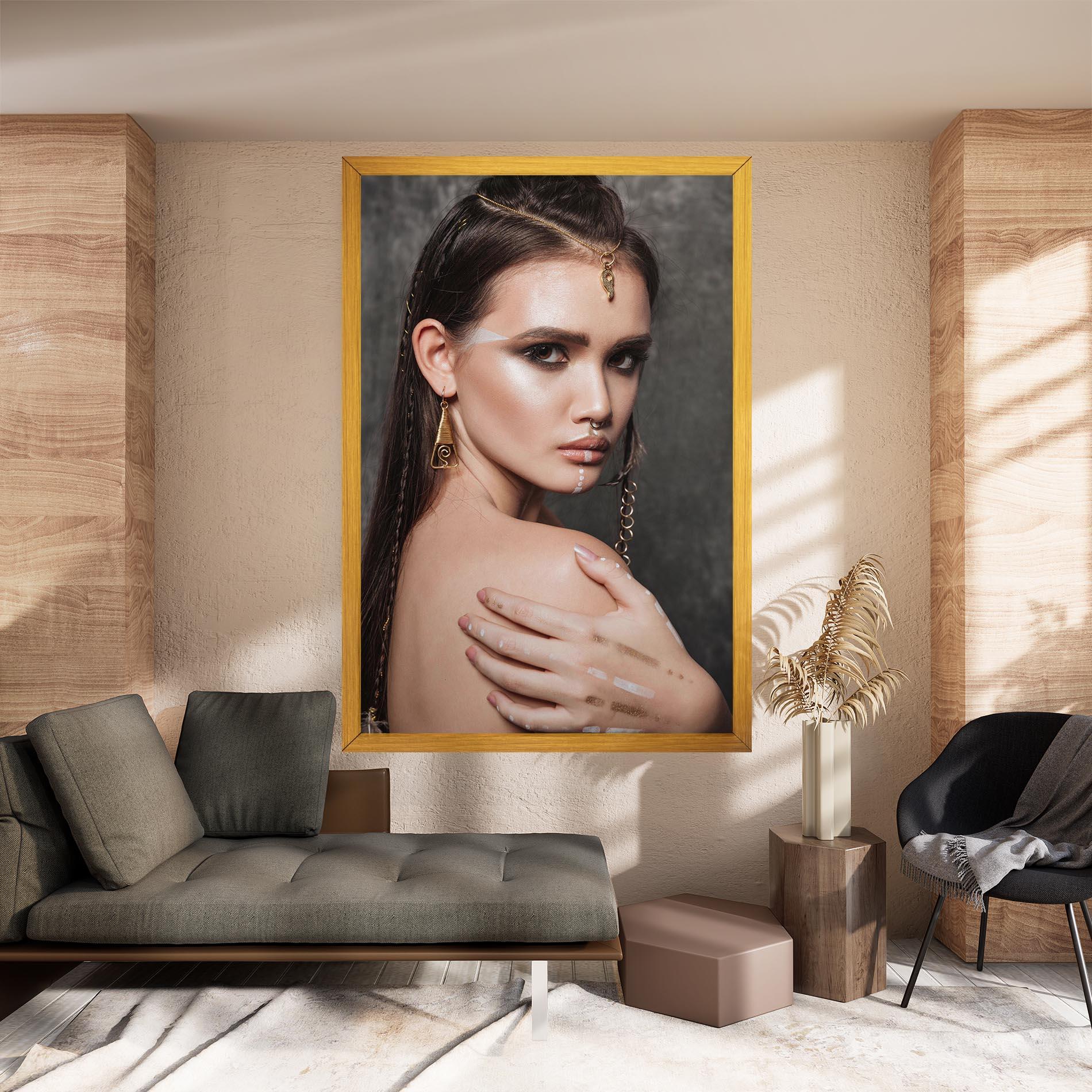 Vászonkép Gold Triangle Earring mockup 8