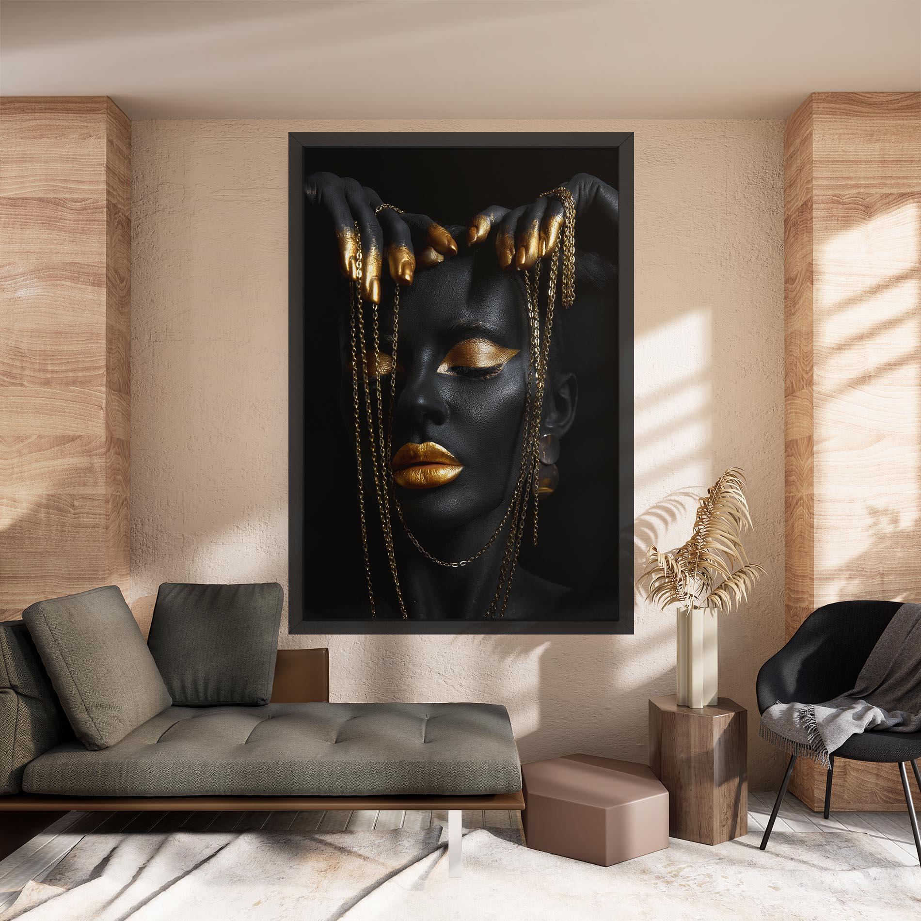 Vászonkép Black Gold Chain Makeup mockup 8