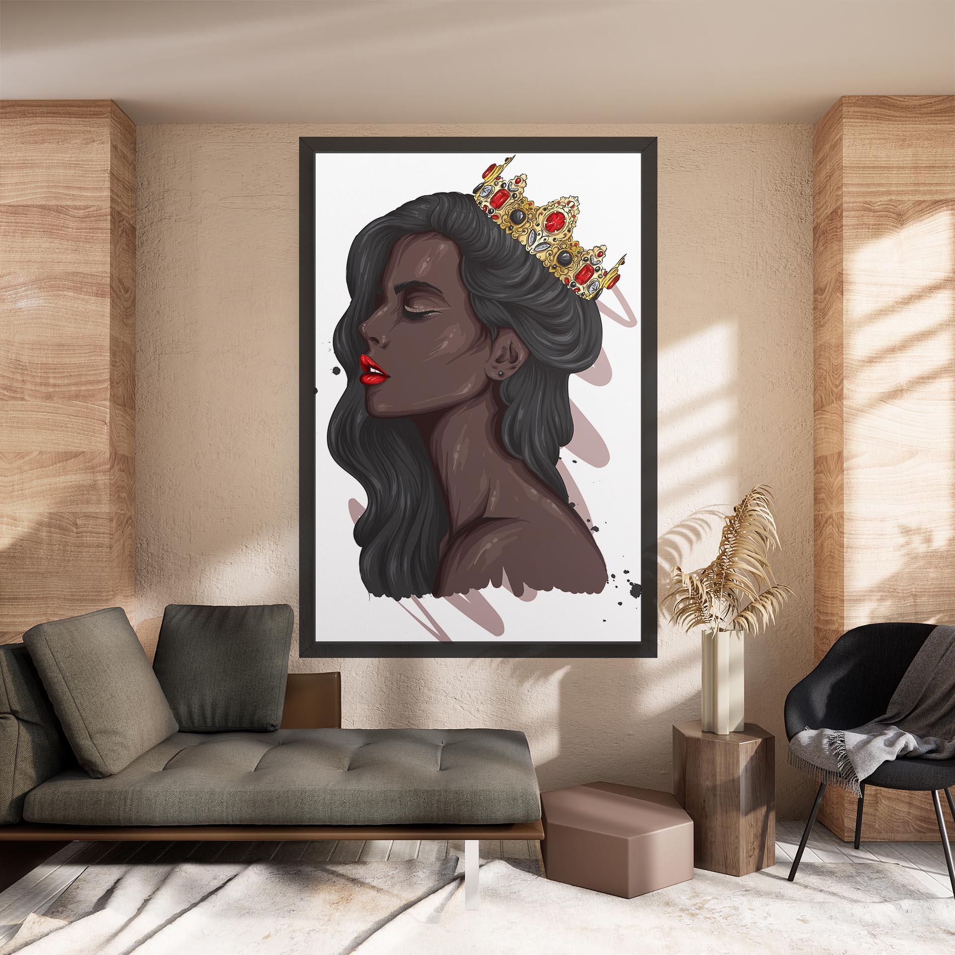 Vászonkép Black Woman With Crown mockup 8
