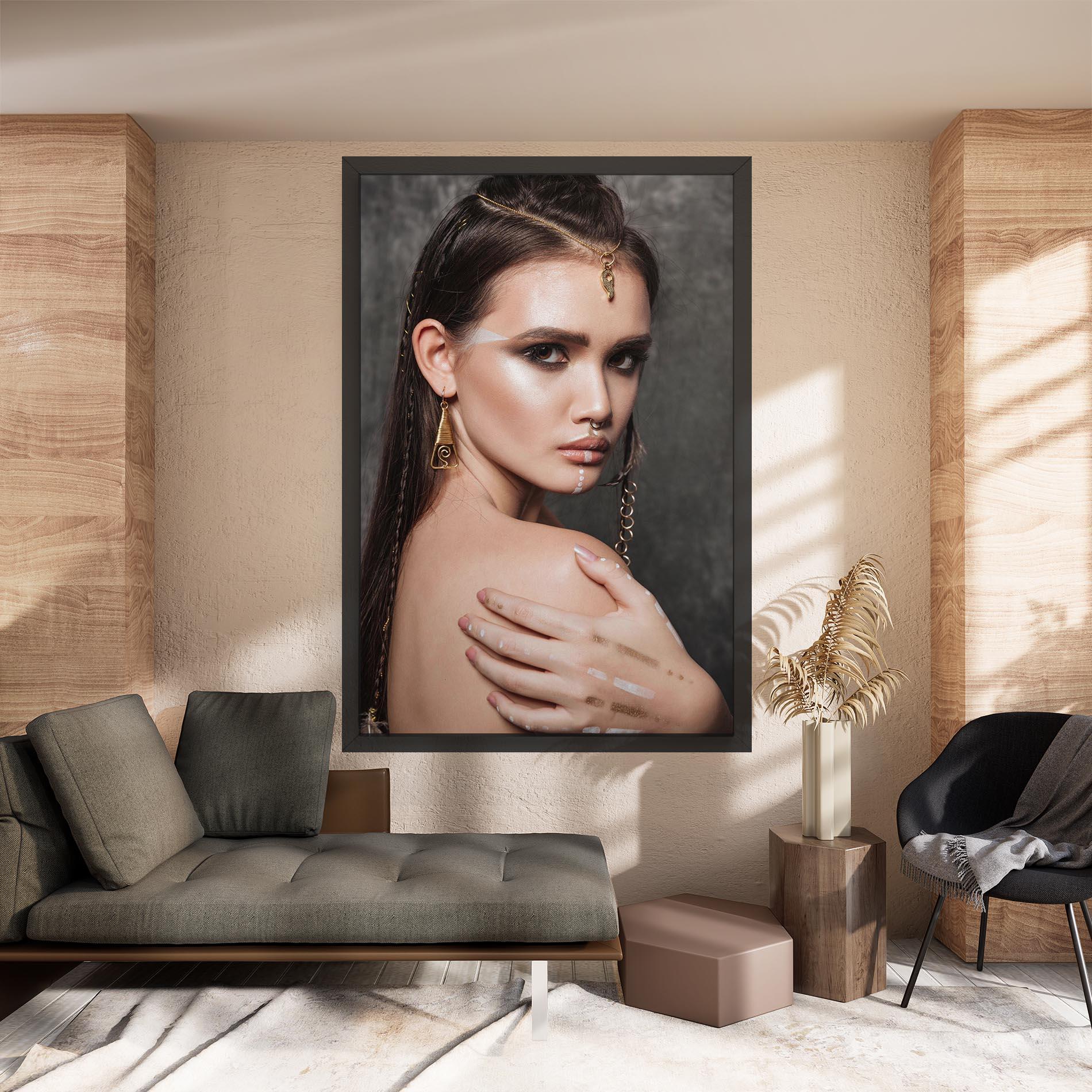 Vászonkép Gold Triangle Earring mockup 8