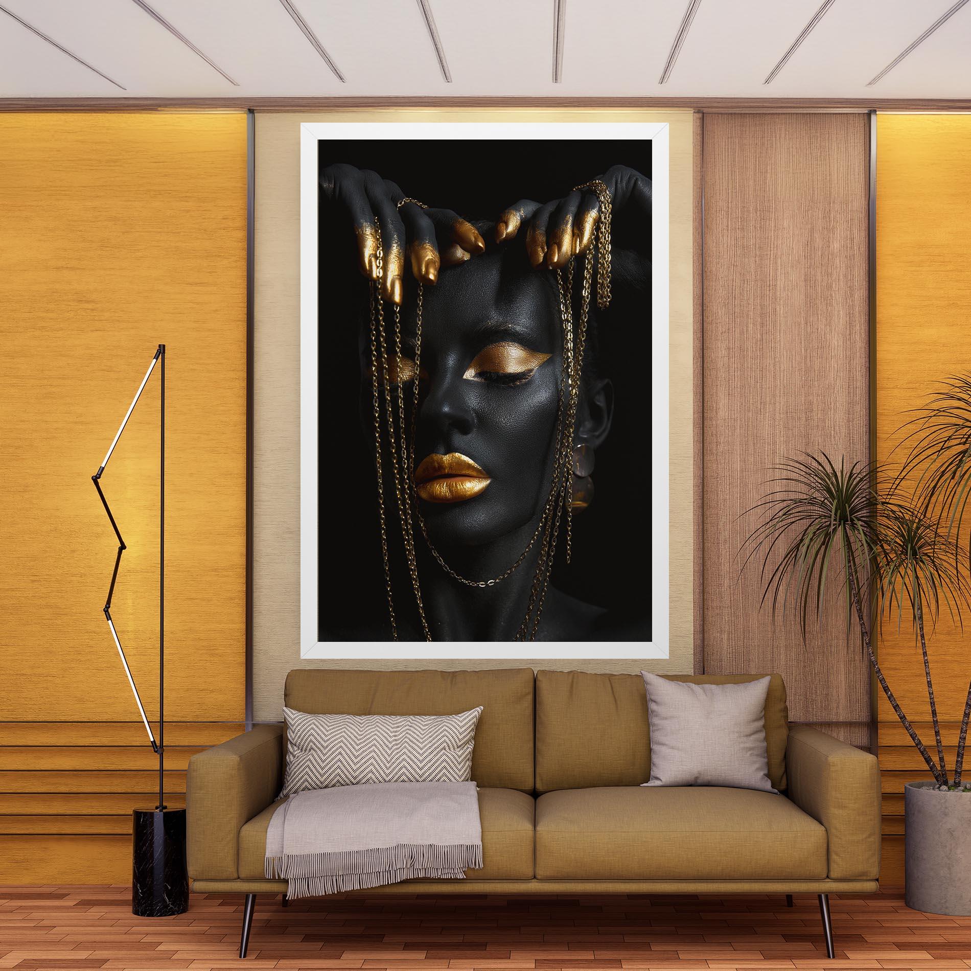 Vászonkép Black Gold Chain Makeup mockup 9