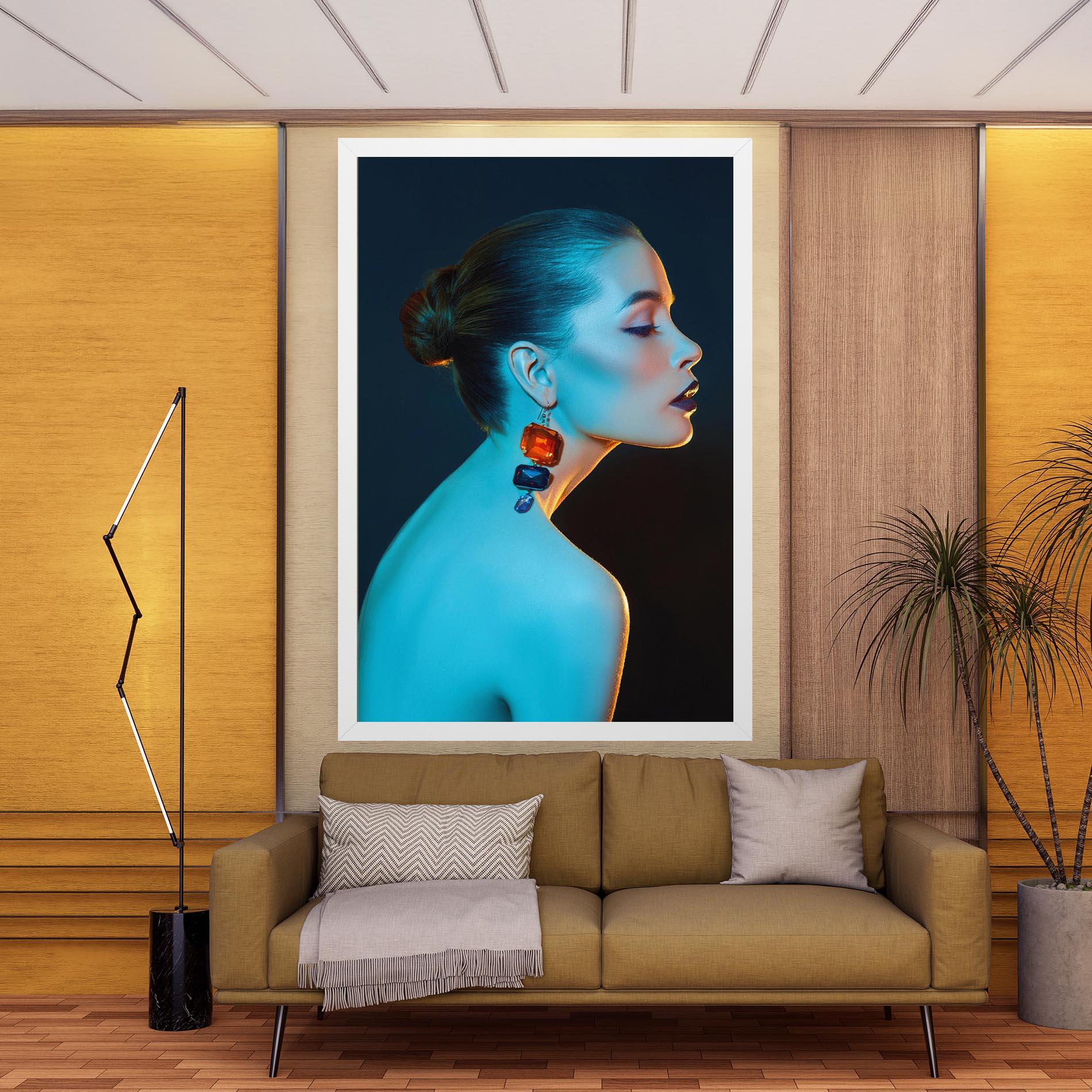Vászonkép Blue Light Earring mockup 9