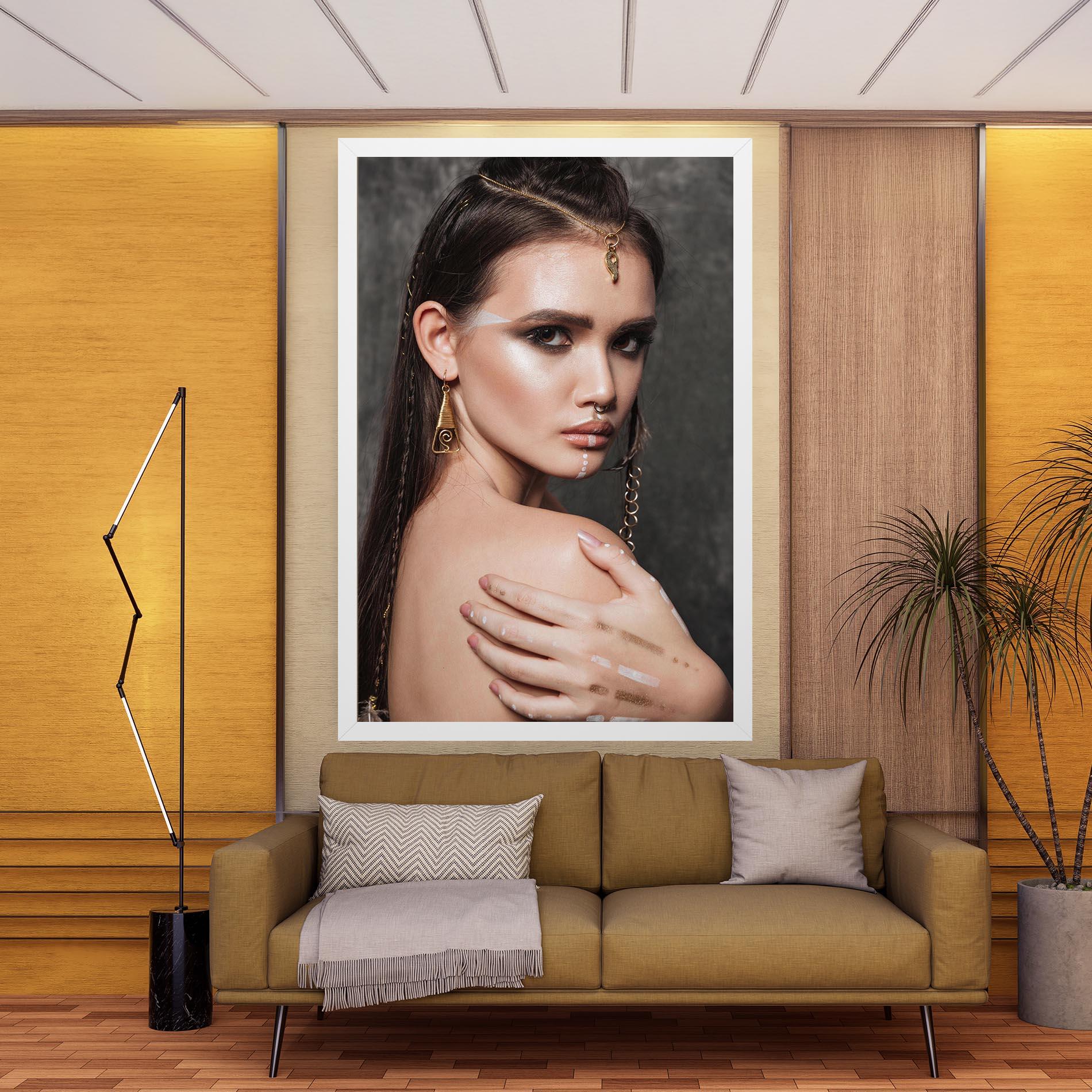 Vászonkép Gold Triangle Earring mockup 9