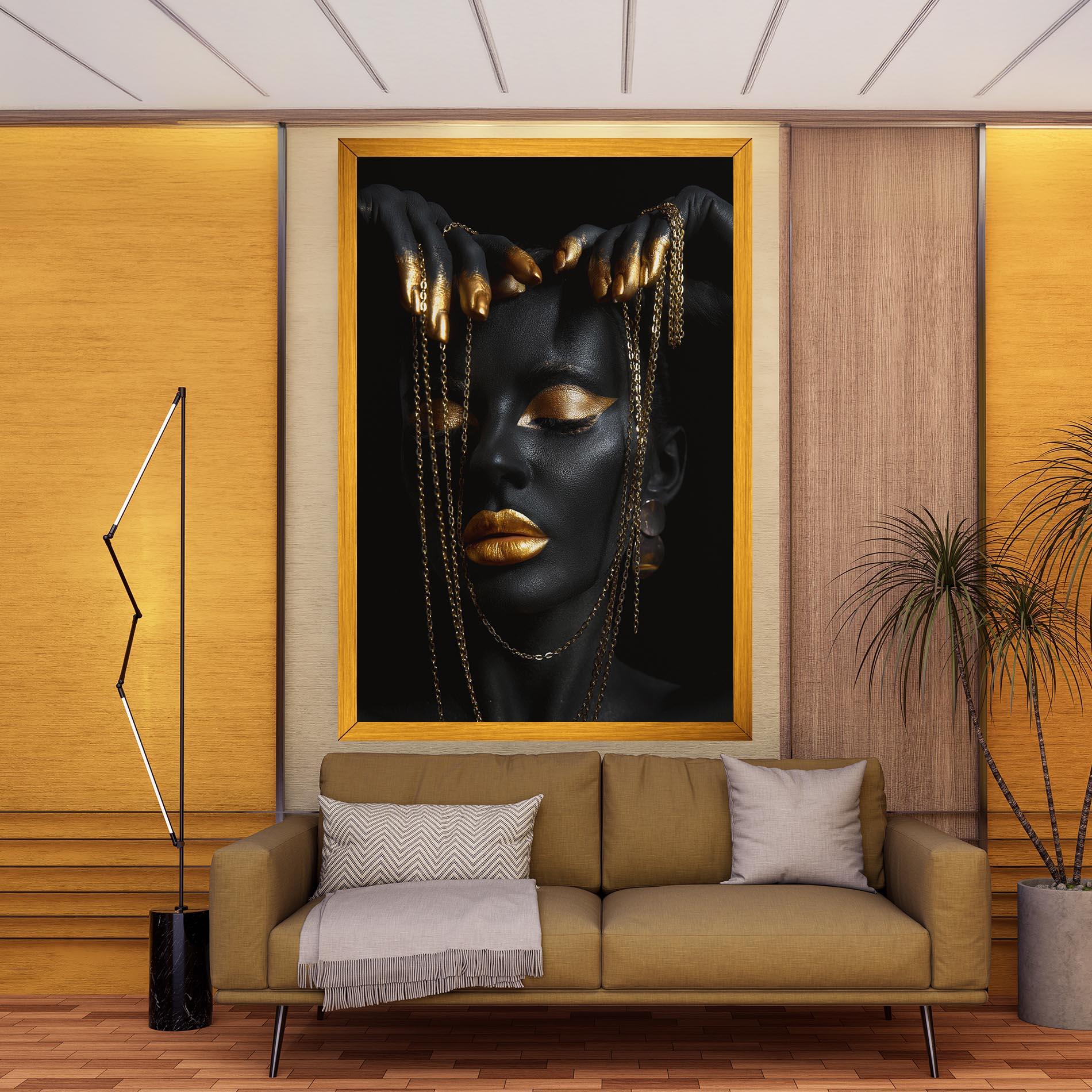 Vászonkép Black Gold Chain Makeup mockup 9
